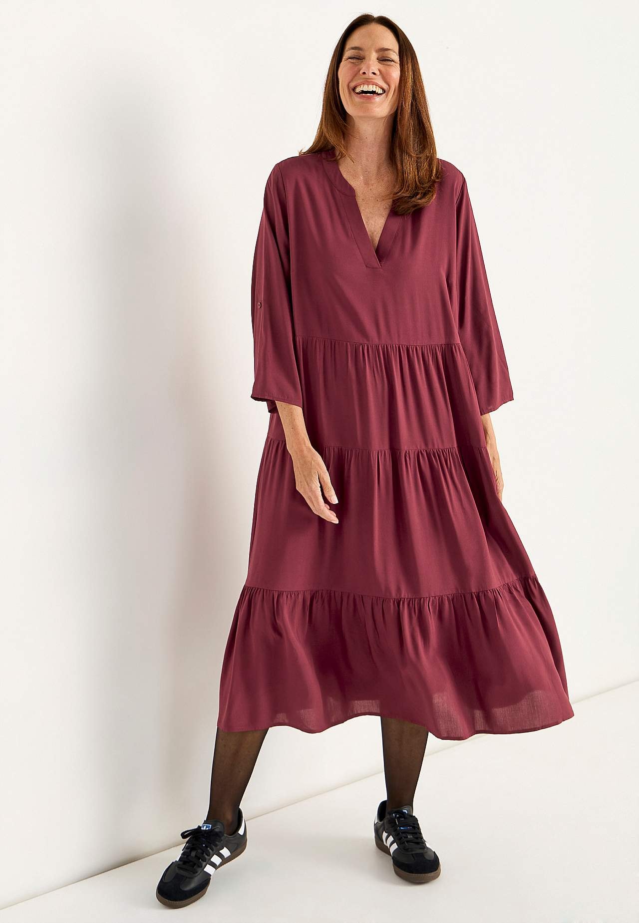 Dress with flounces