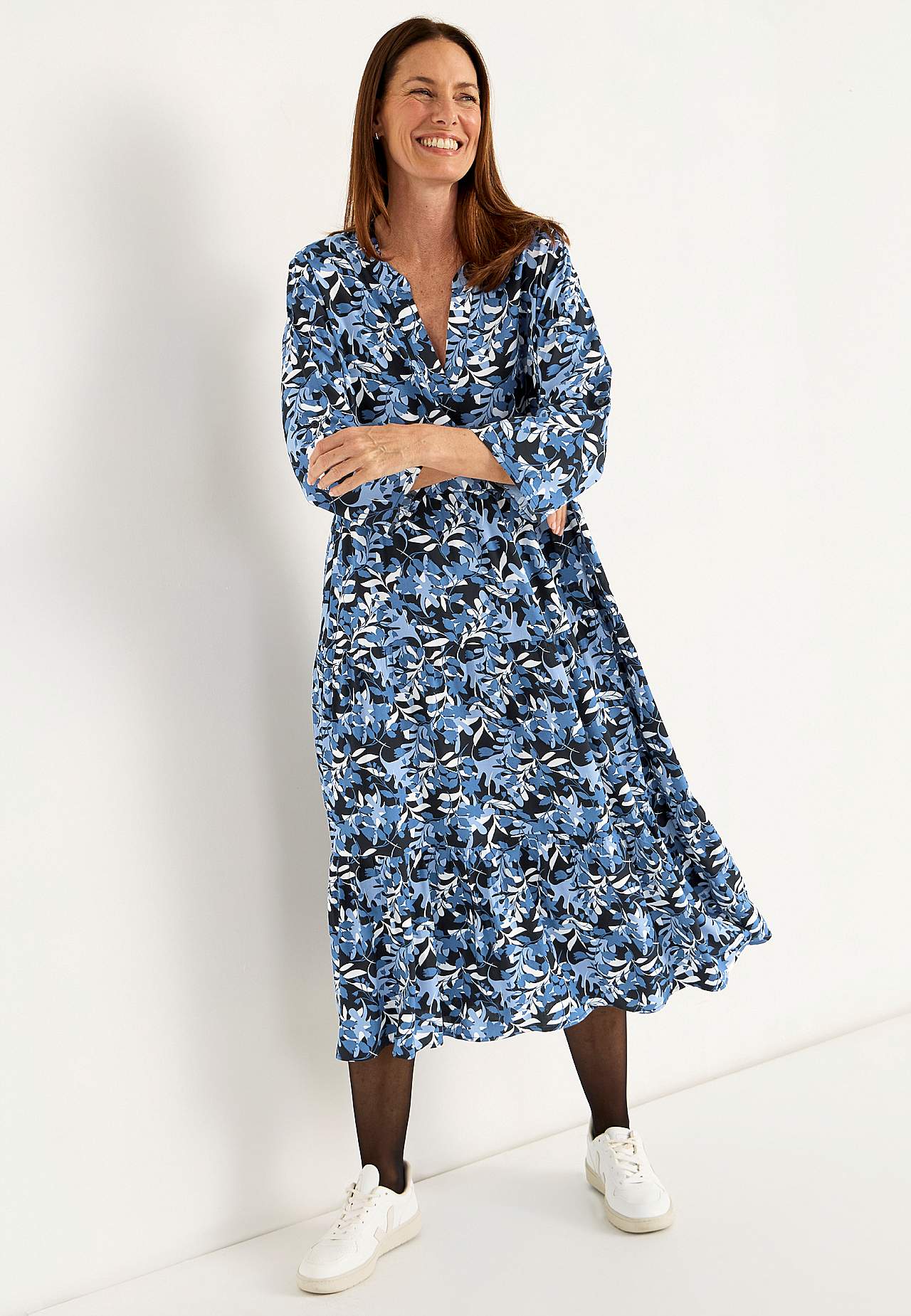 Dress with flounces