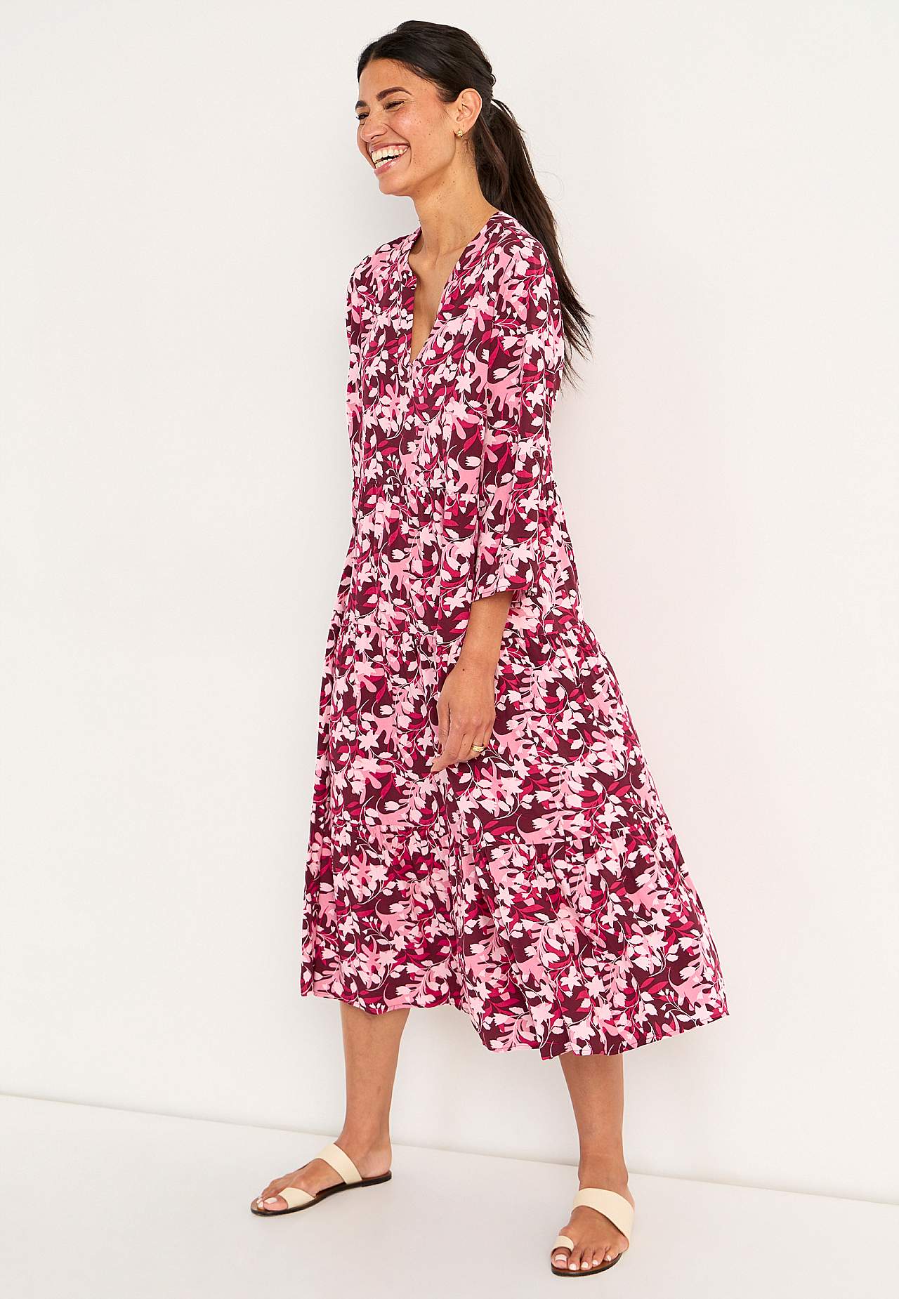 Dress with flounces