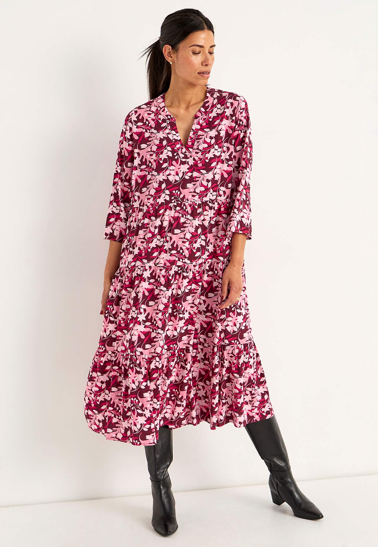 Dress with flounces