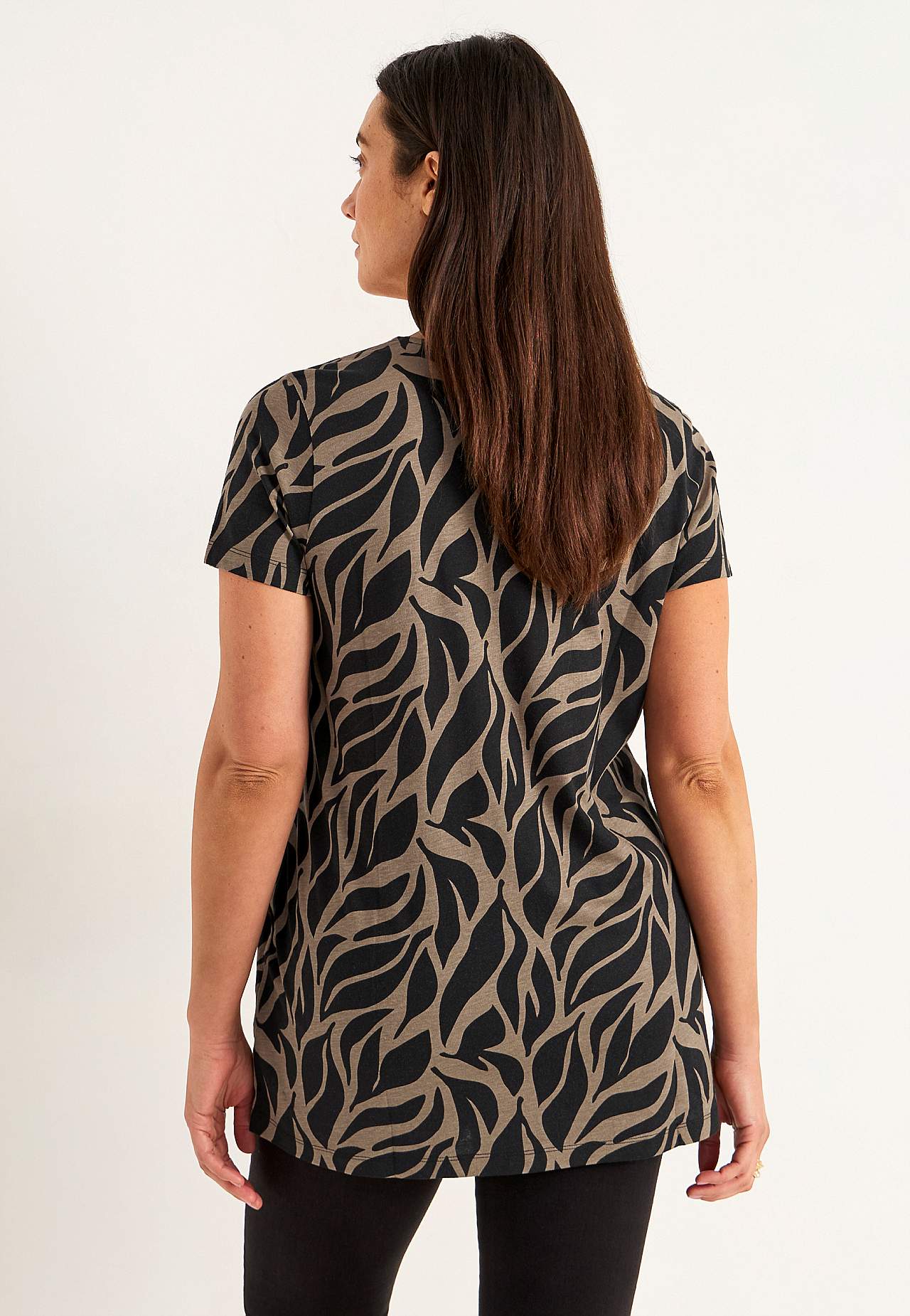 Patterned jersey tuniq with pockets