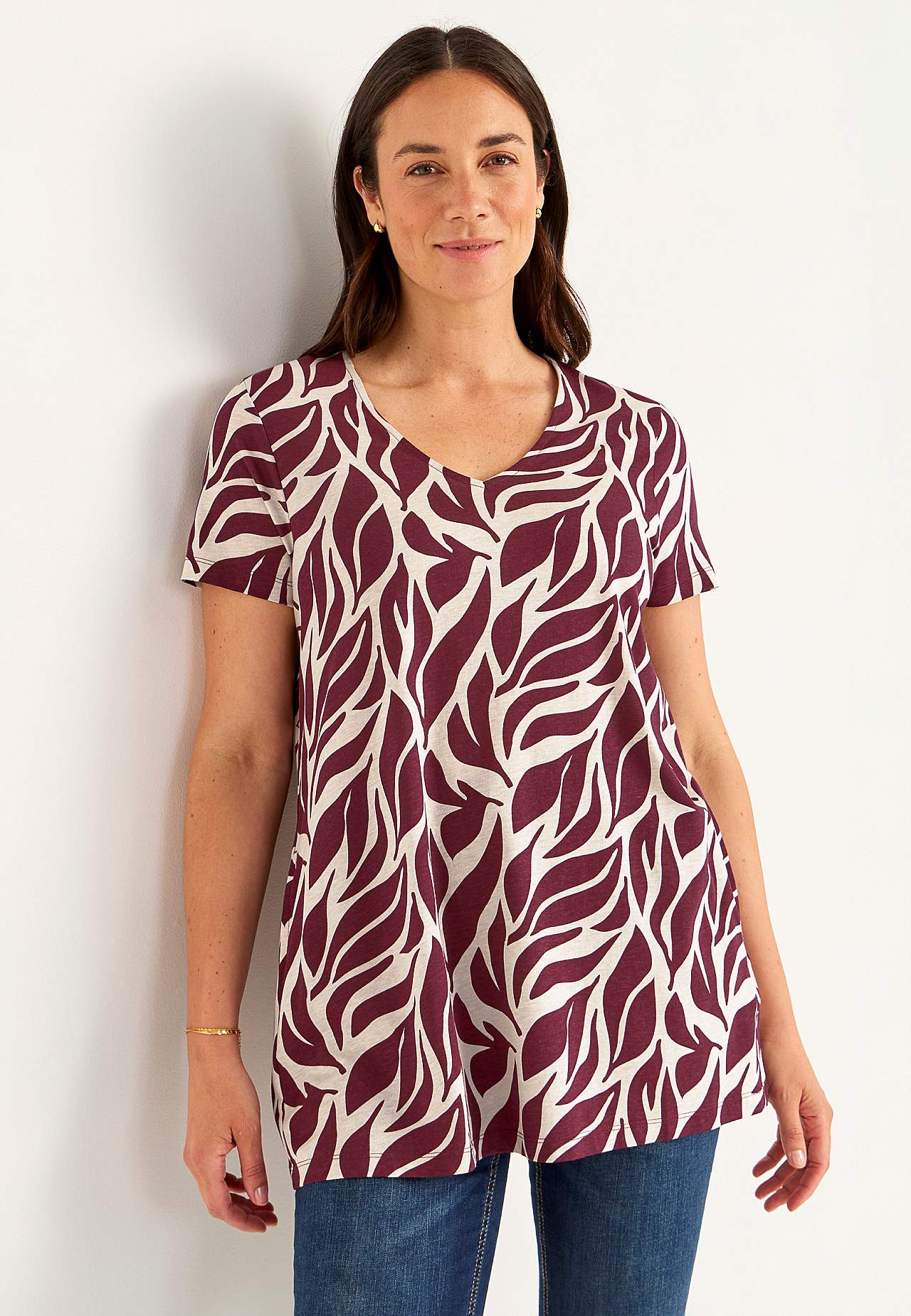 Patterned jersey tuniq with pockets