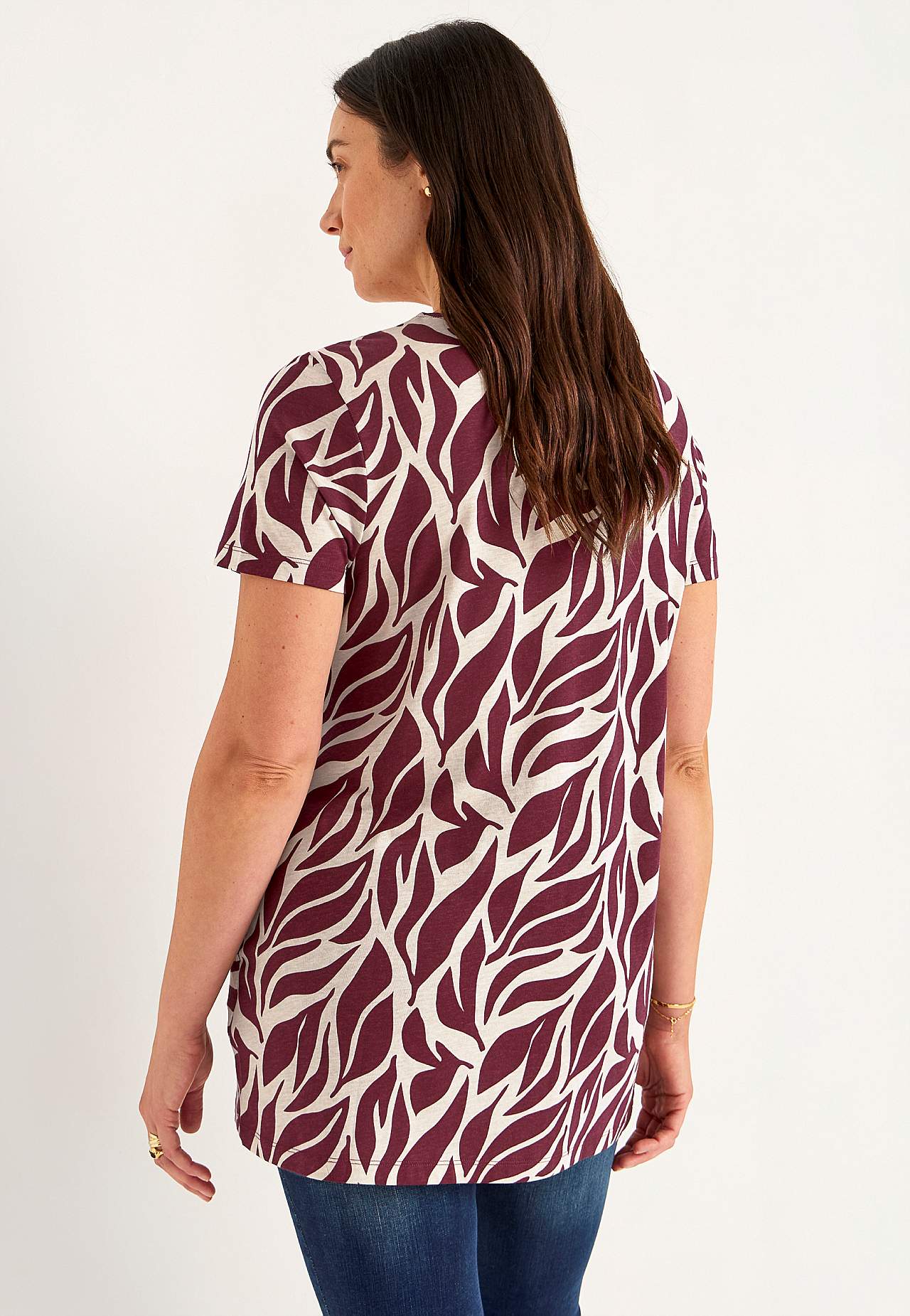 Patterned jersey tuniq with pockets