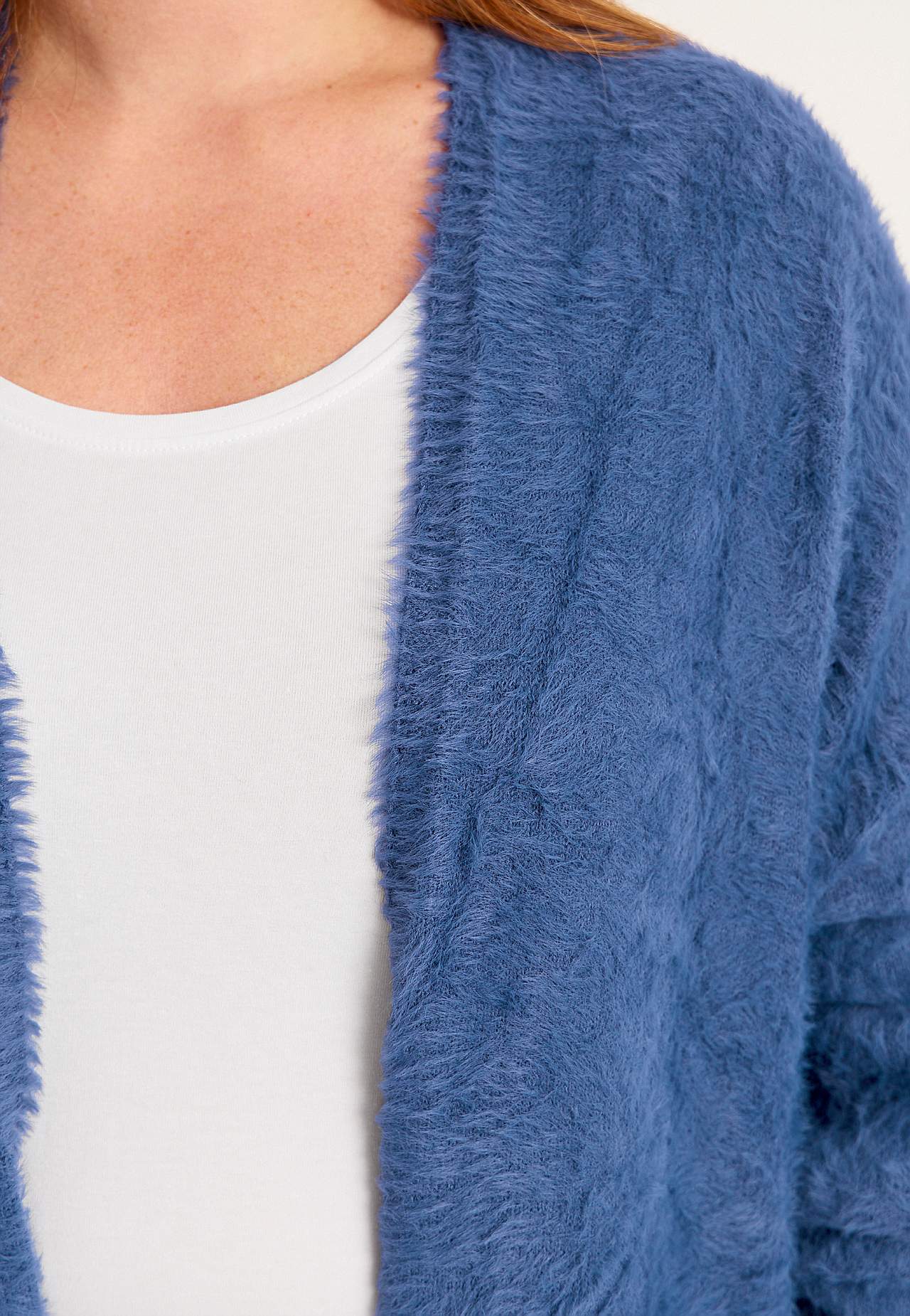 Knitted, open cardigan