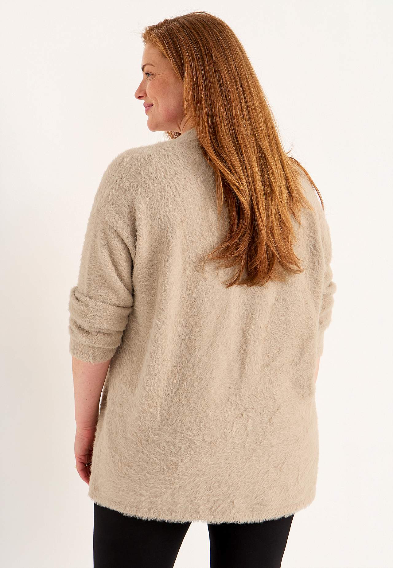 Knitted, open cardigan
