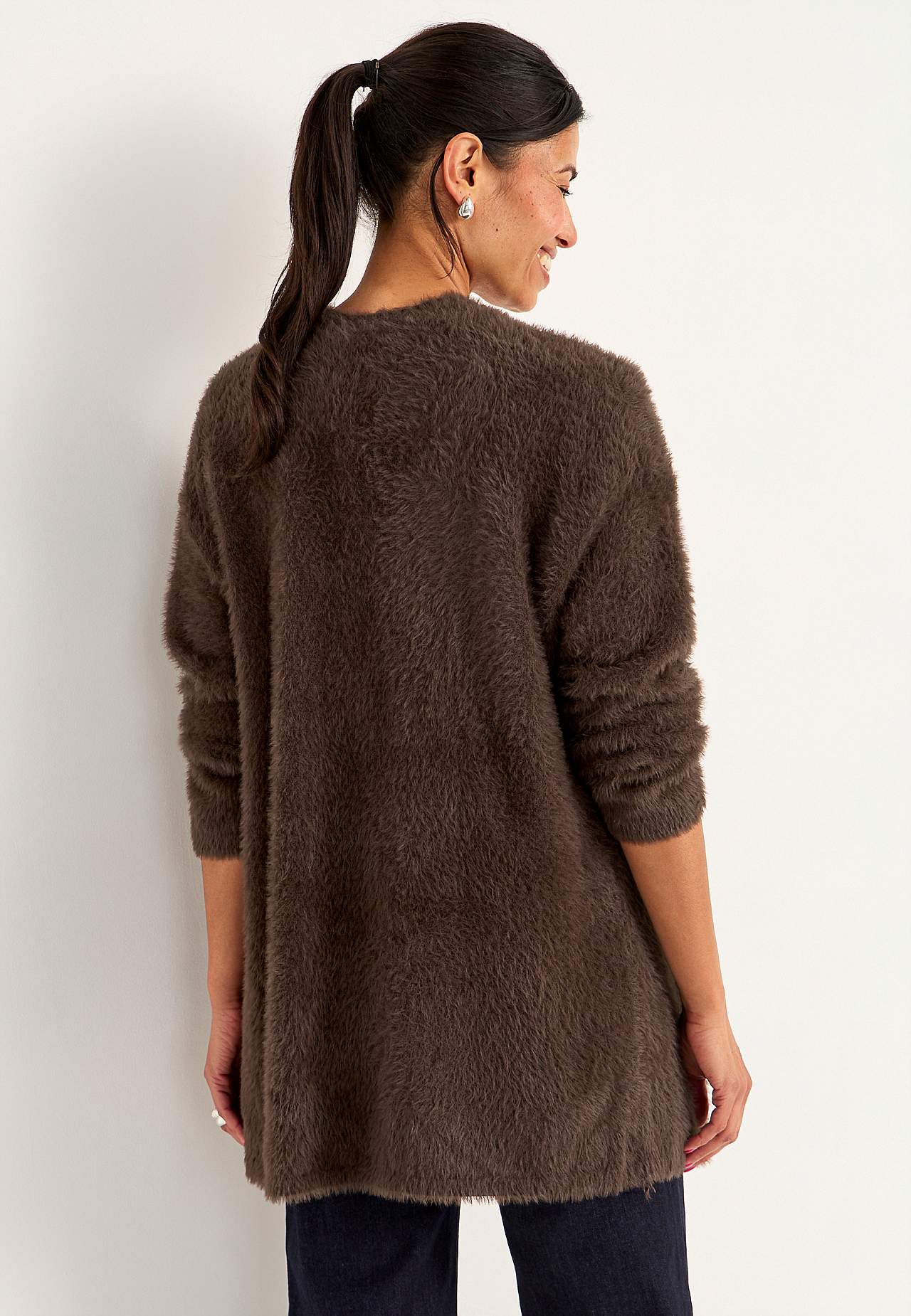Knitted, open cardigan