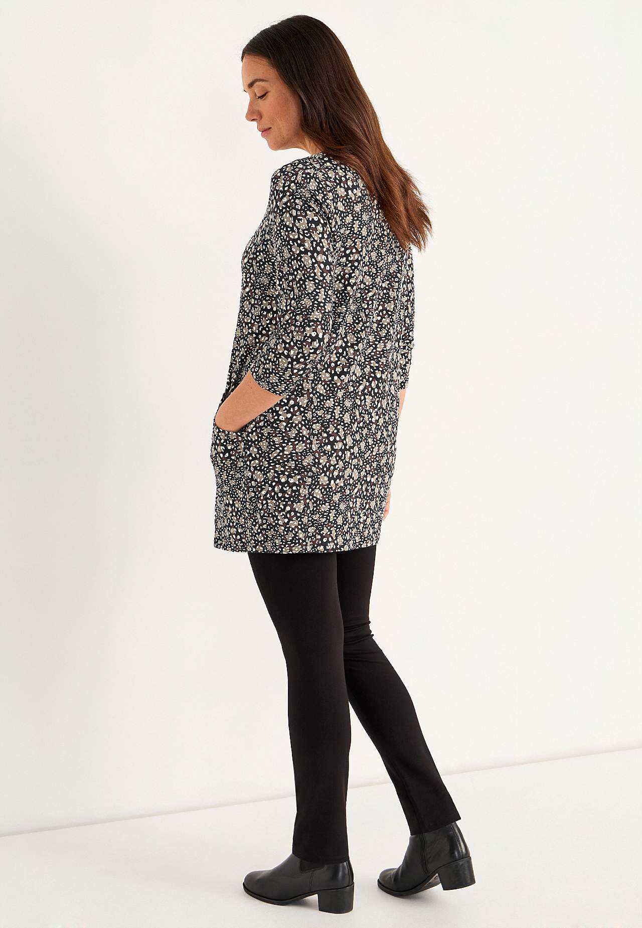 Patterned jersey tuniq with pockets