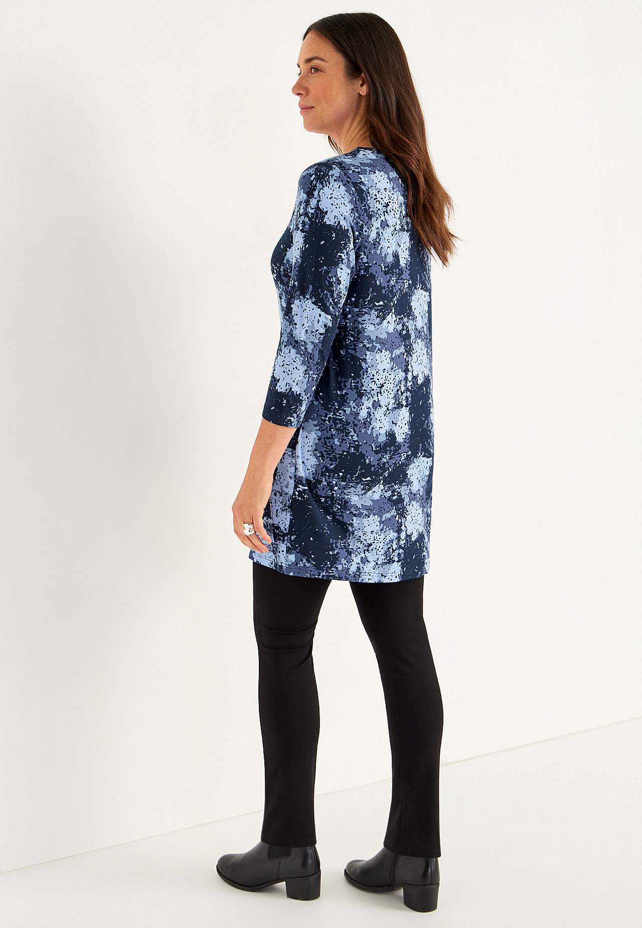 Patterned jersey tuniq with pockets