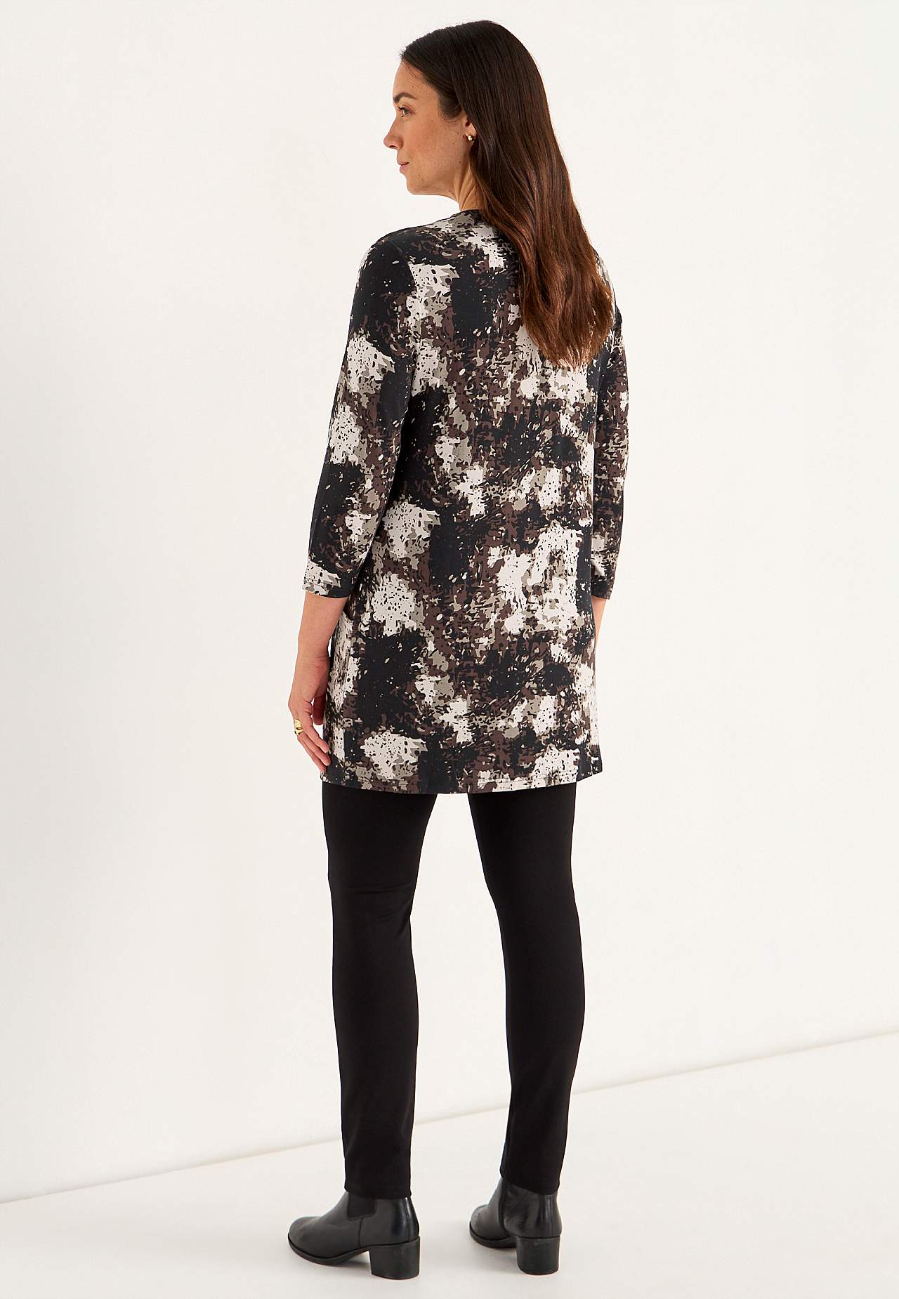 Patterned jersey tuniq with pockets