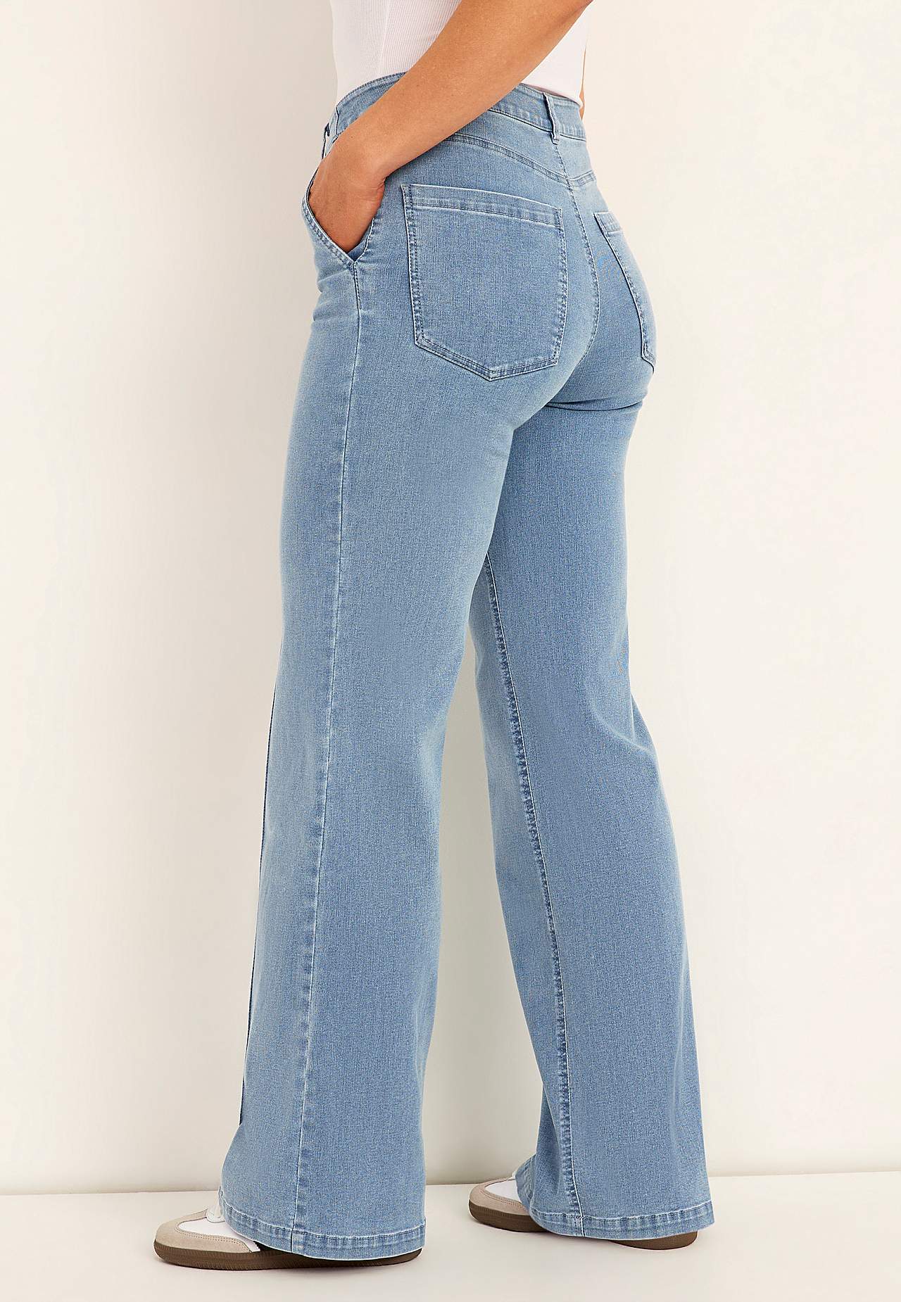 Vide jeans med sydd press - to lengder Mia