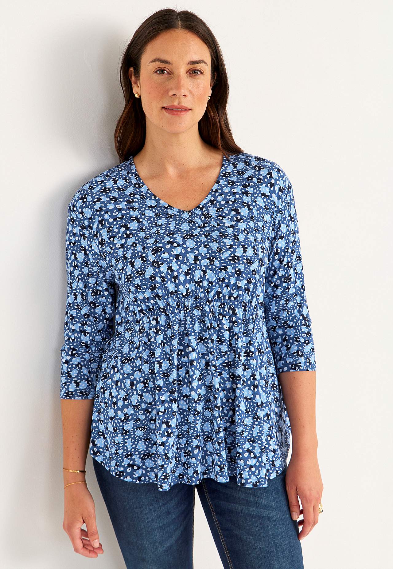 Jersey top with 3/4 sleeve