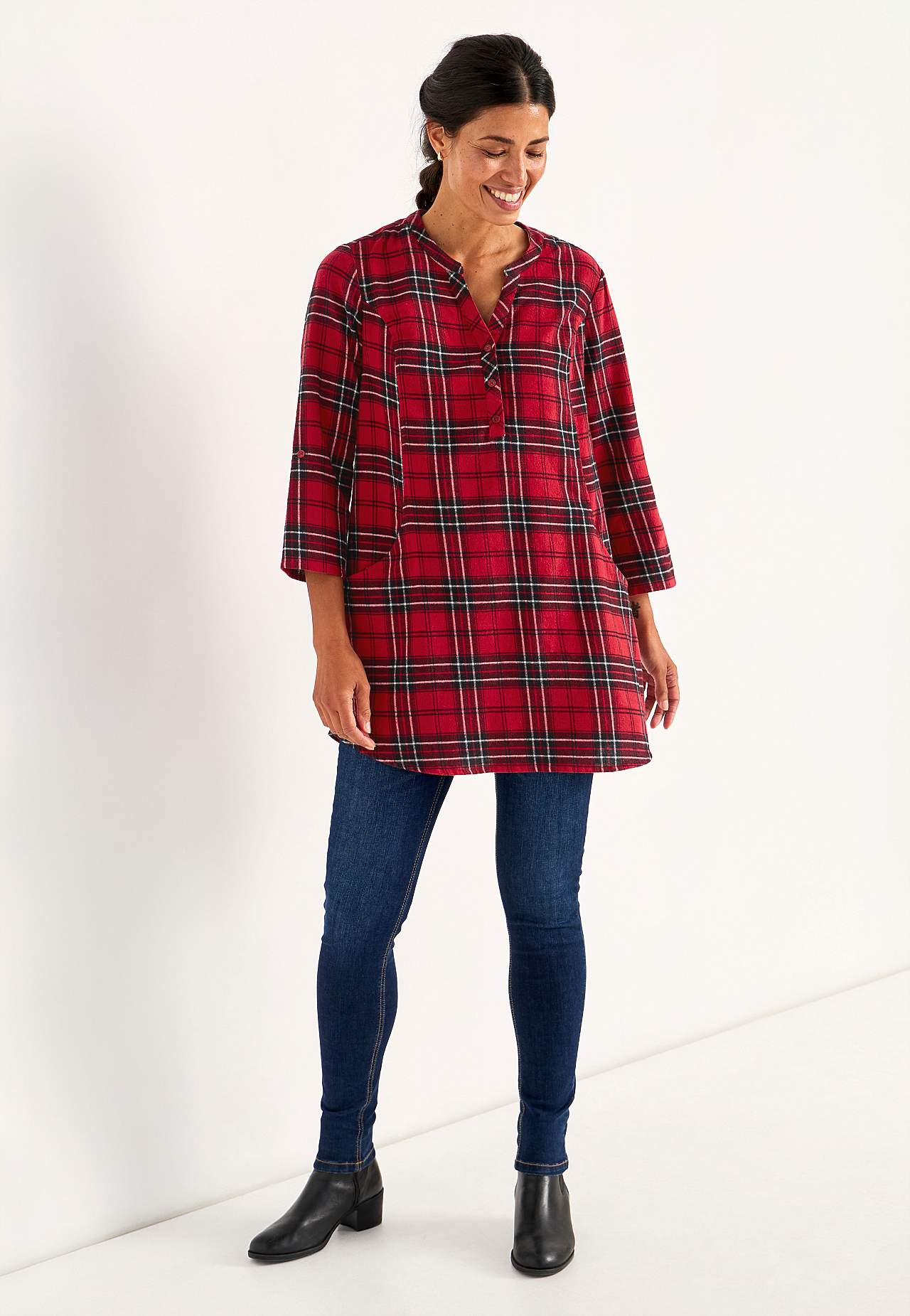 Tunic in flannel with pockets