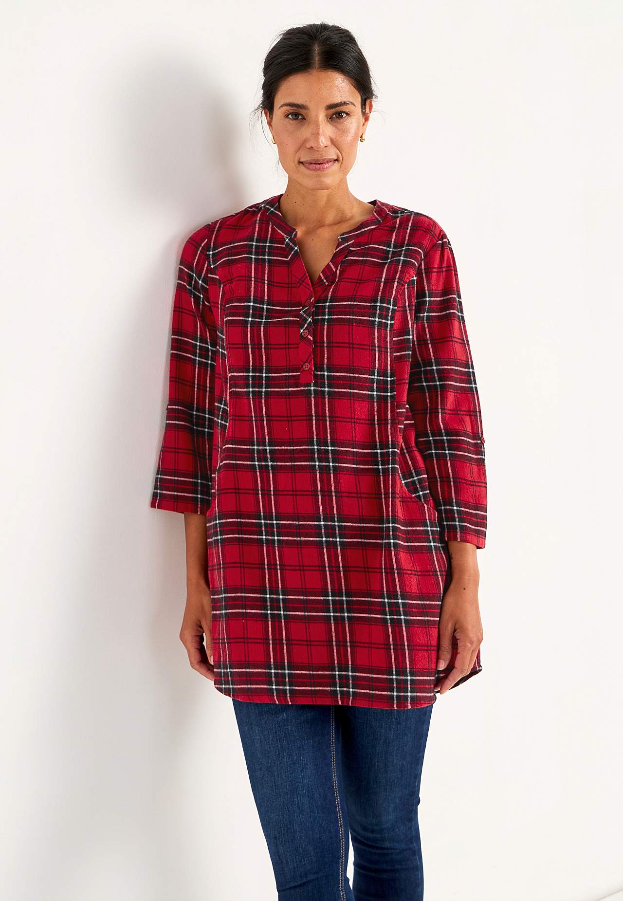 Tunic in flannel with pockets