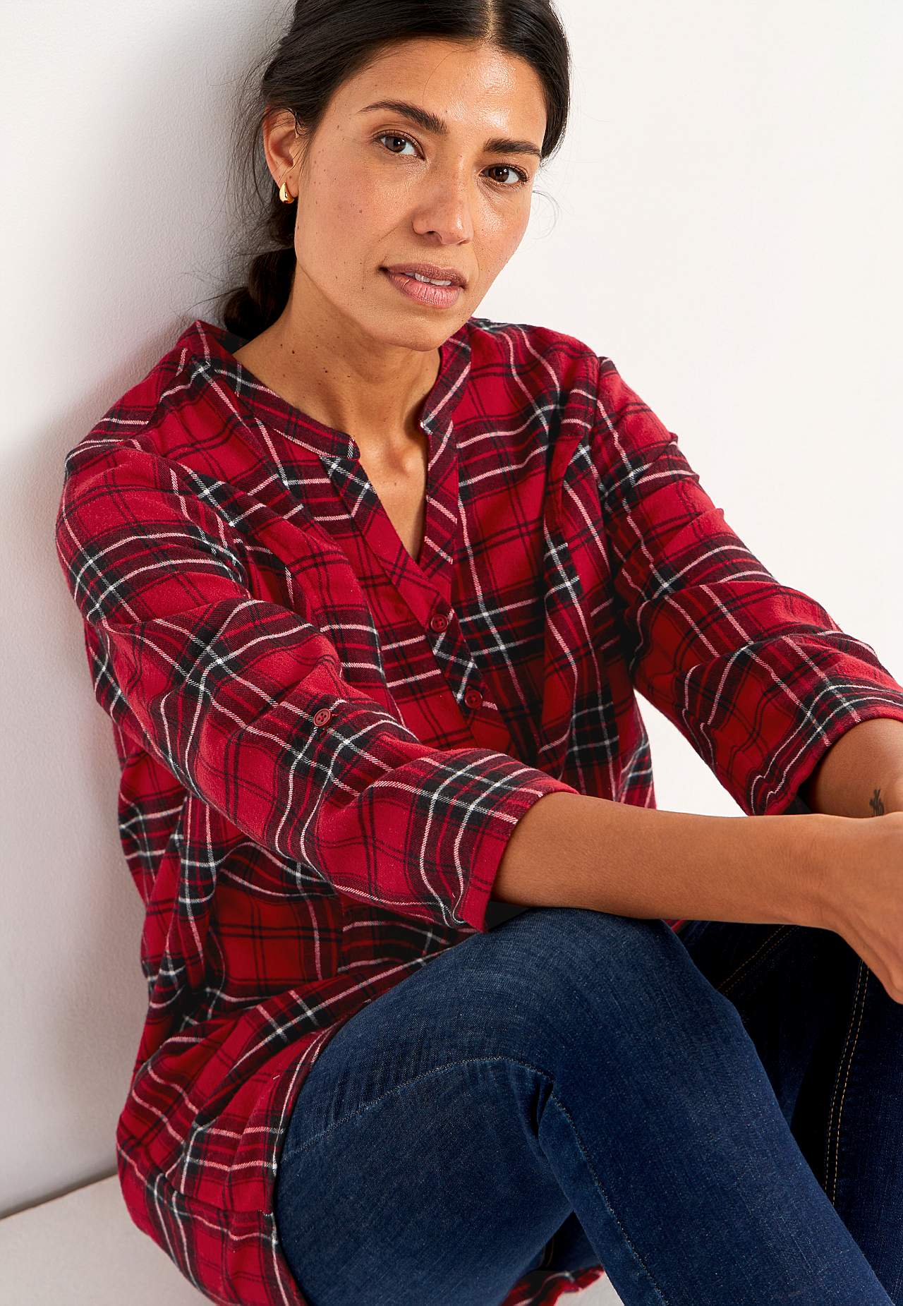 Tunic in flannel with pockets