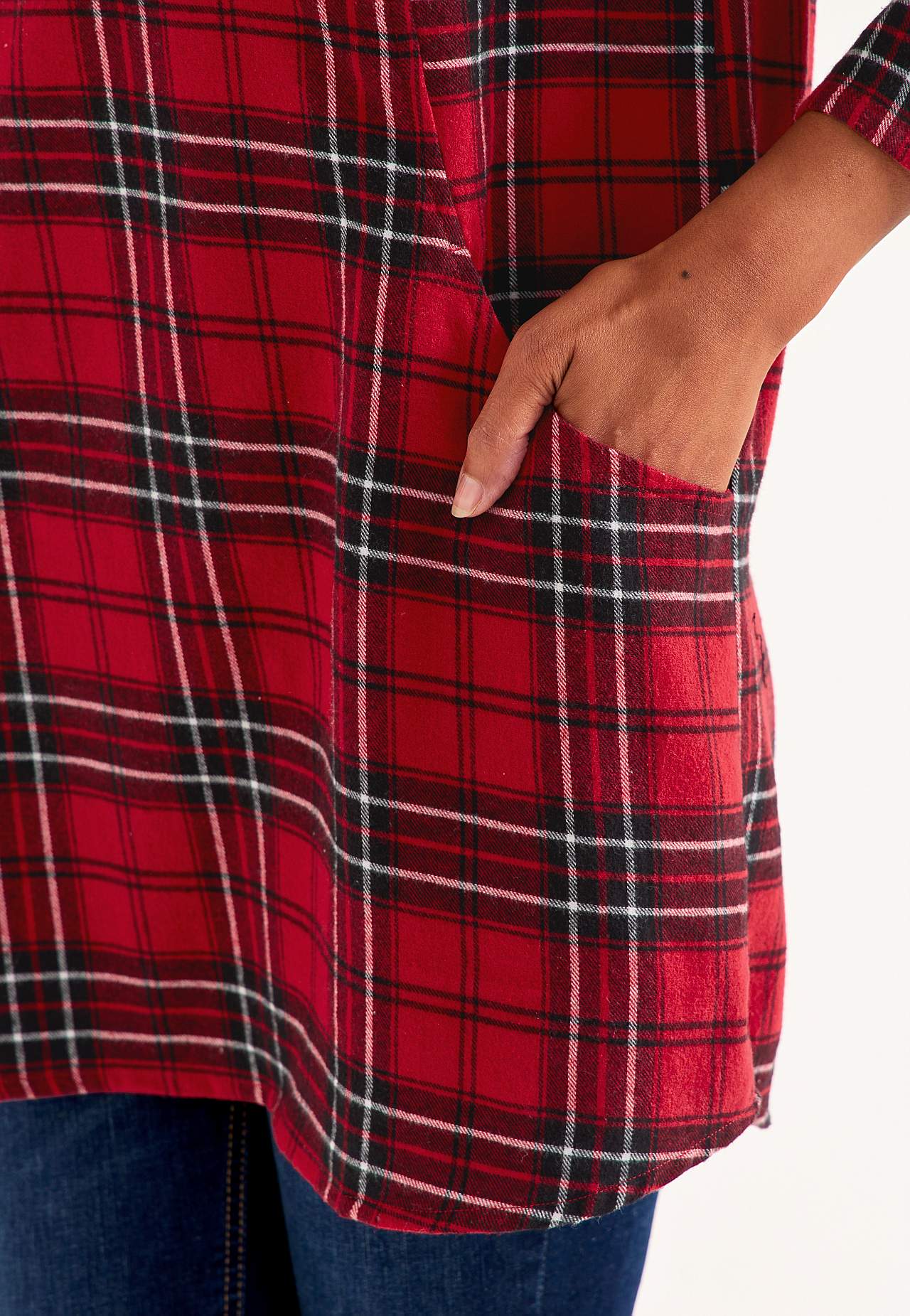 Tunic in flannel with pockets