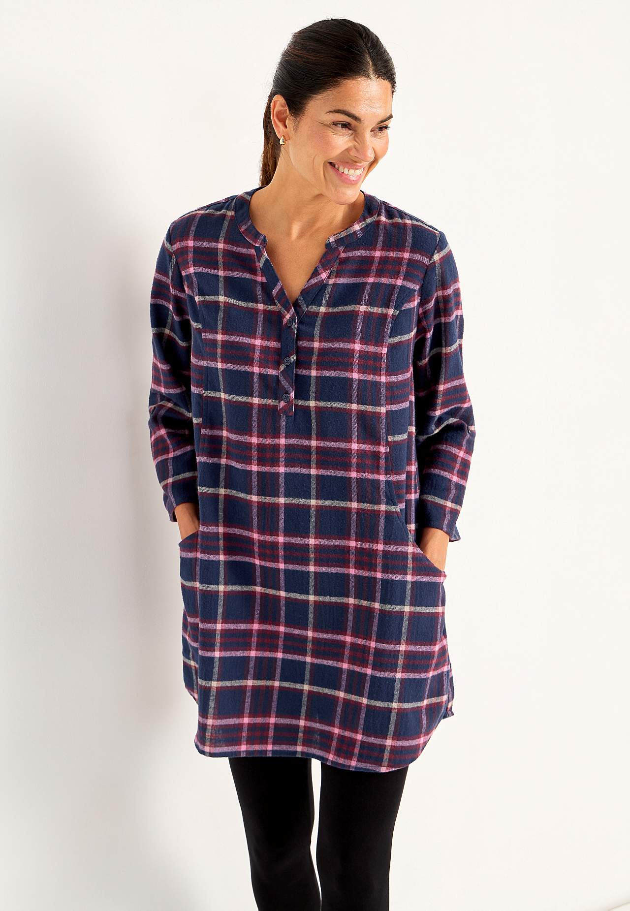 Tunic in flannel with pockets