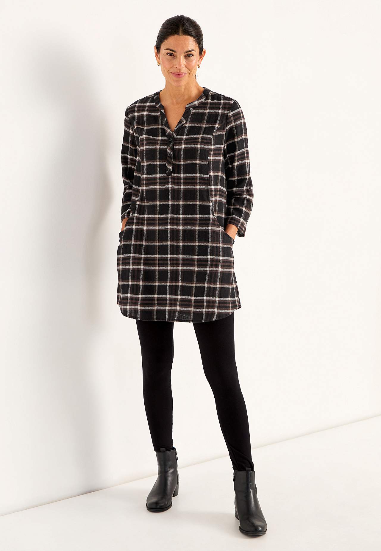 Tunic in flannel with pockets