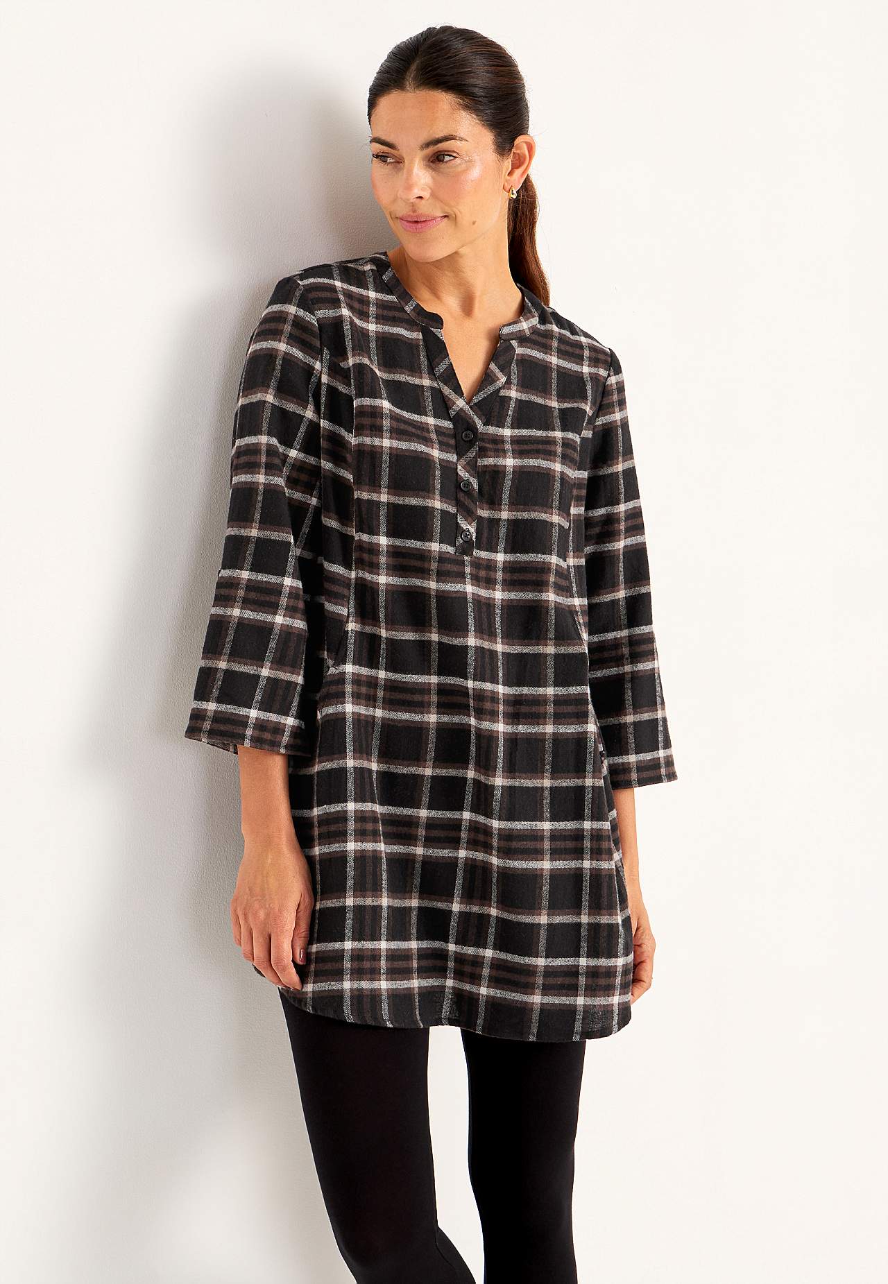 Tunic in flannel with pockets