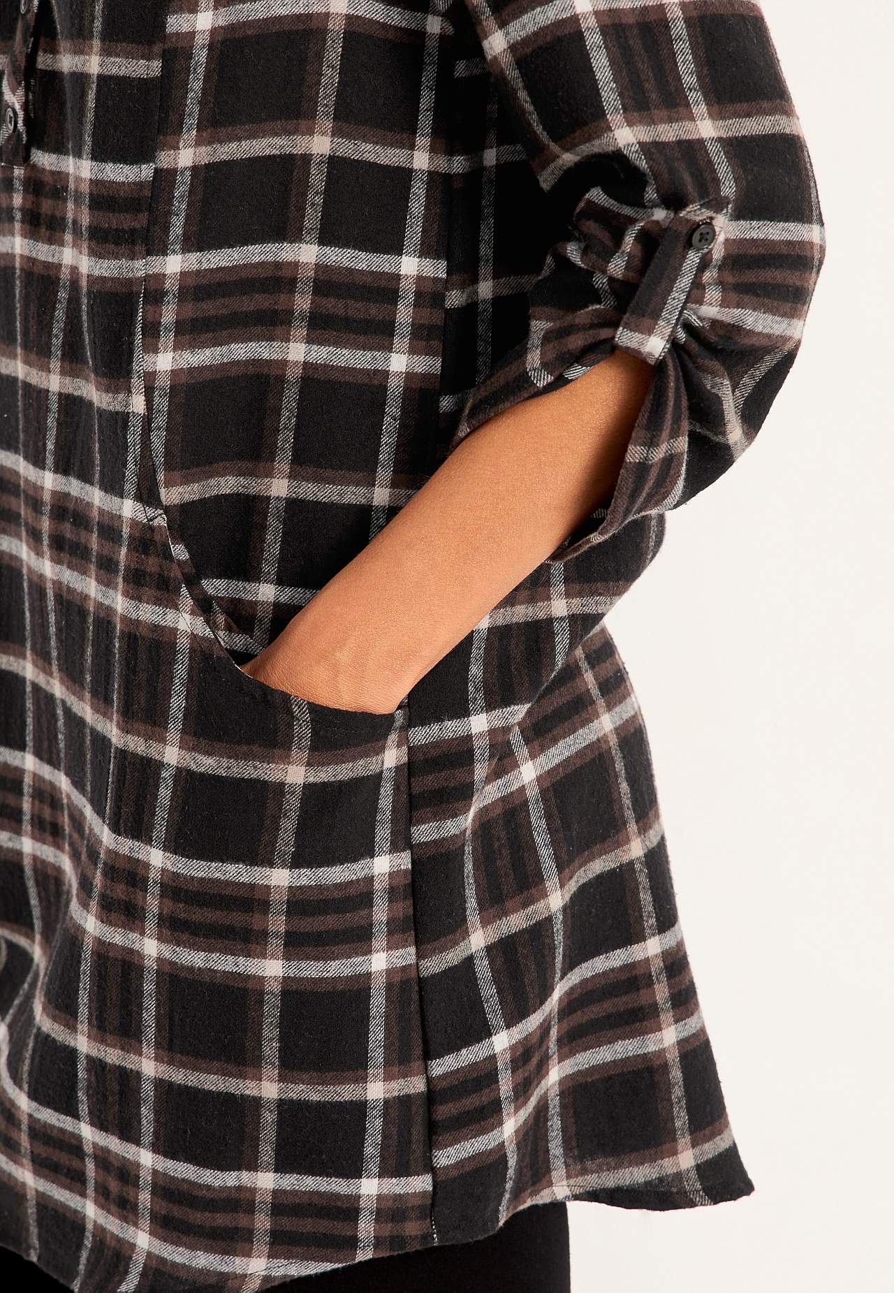Tunic in flannel with pockets