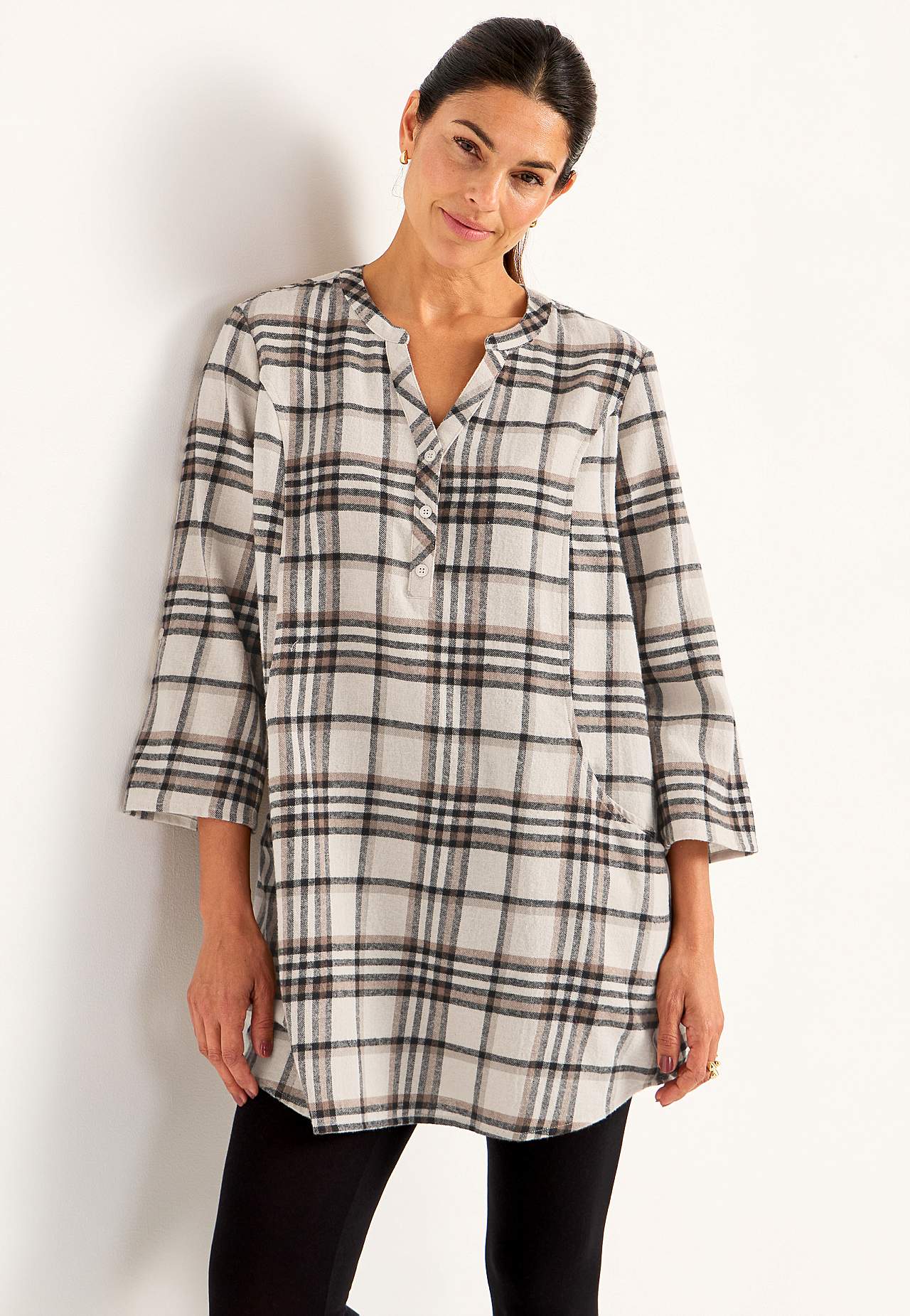 Tunic in flannel with pockets