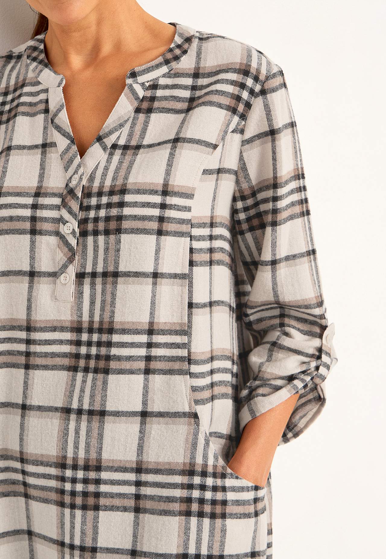 Tunic in flannel with pockets