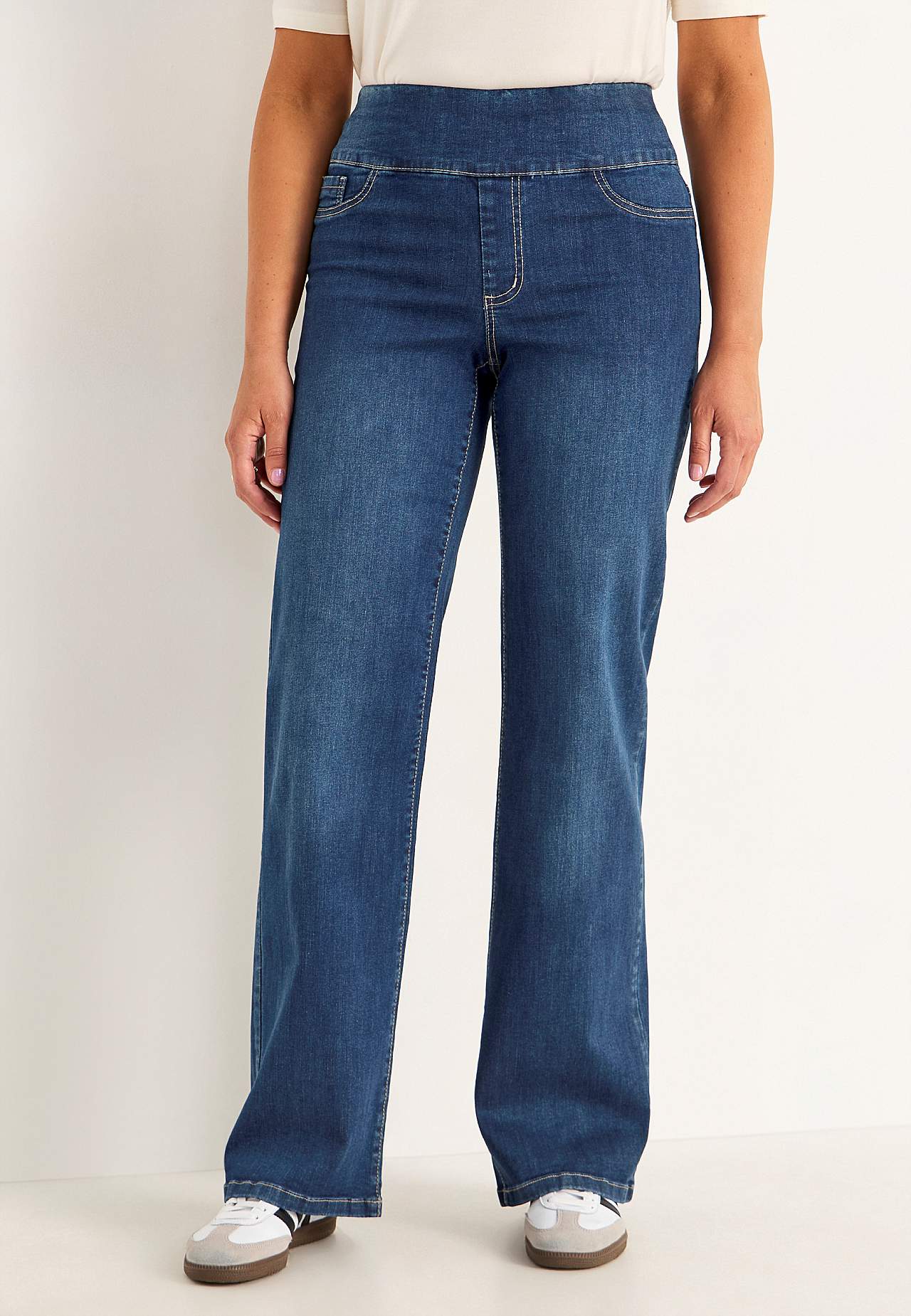 Jeans med høj elastisk talje - to længder Elisa billede