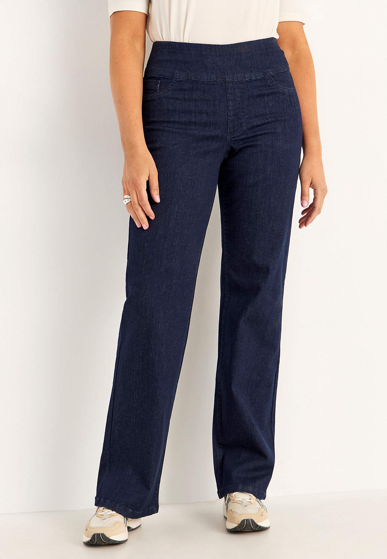 Jeans med høj elastisk talje - to længder Elisa billede