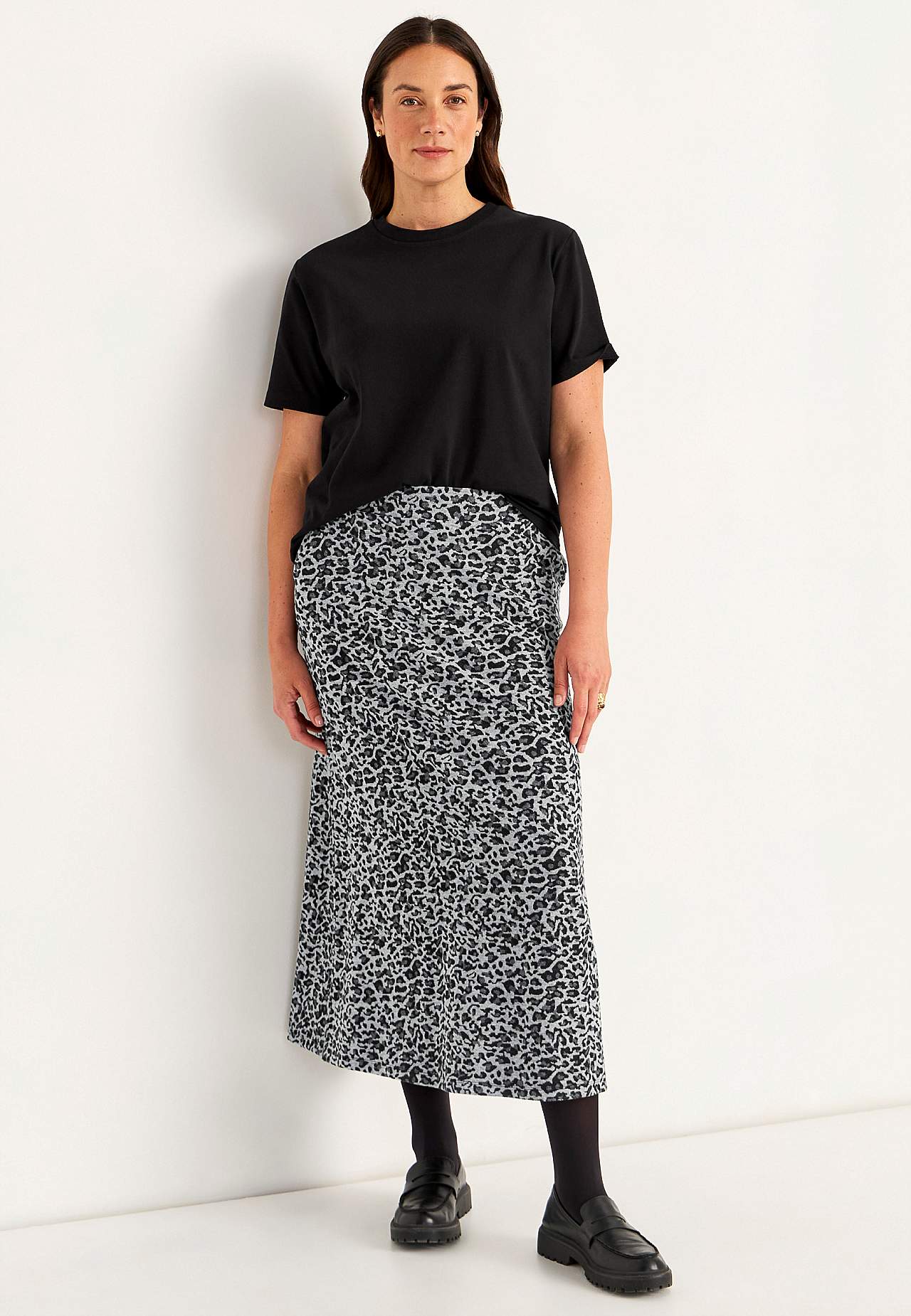 Flared jersey skirt with pockets