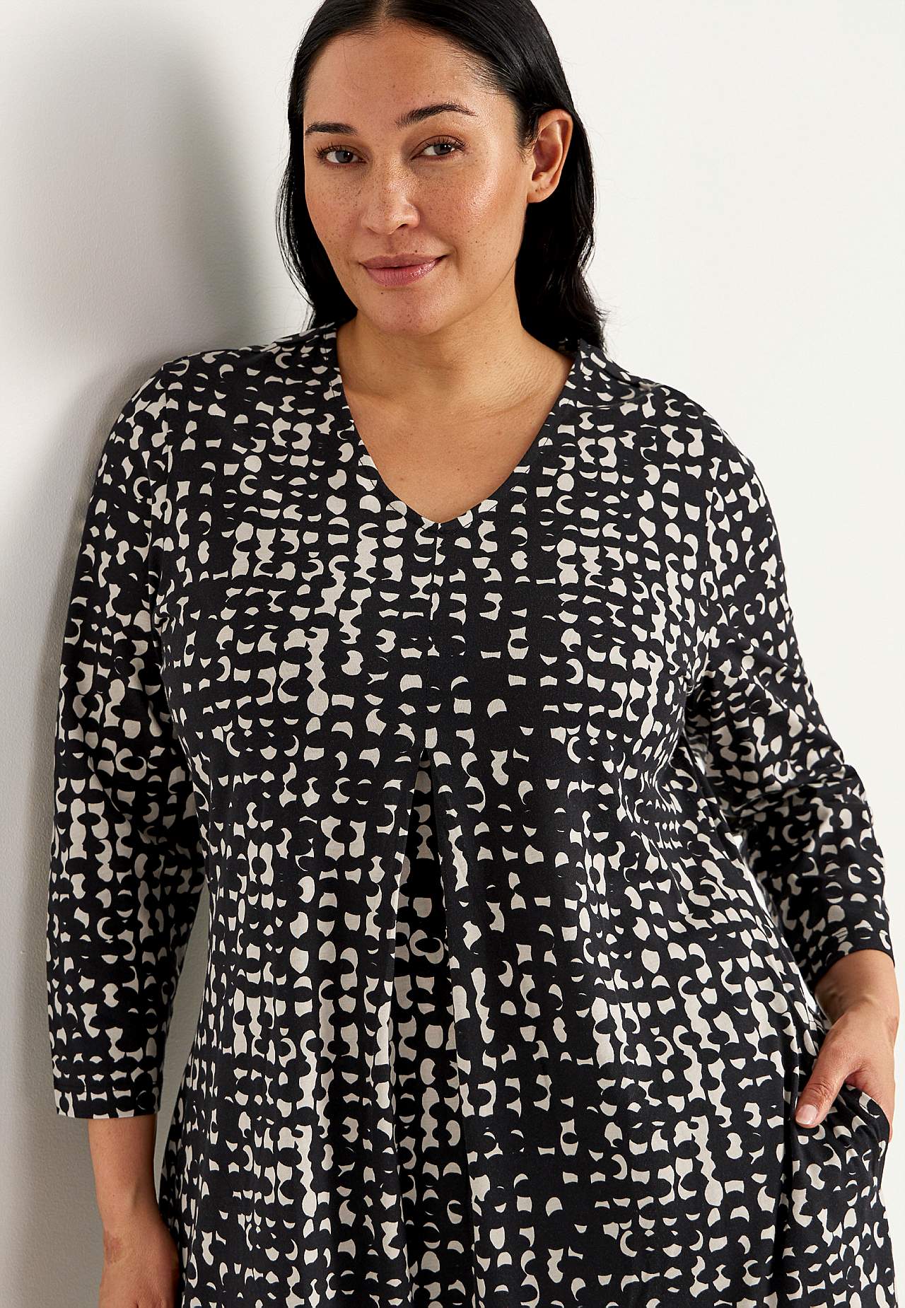 Jerseyjurk met een v-hals