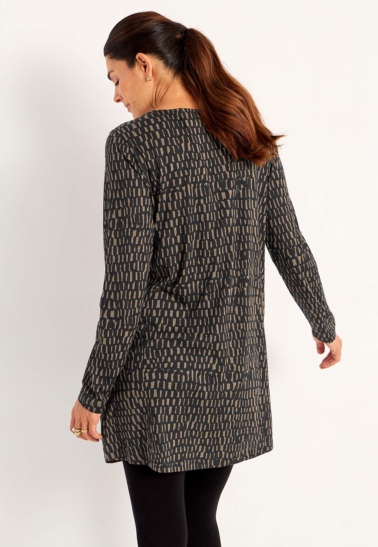 Patterned jersey tuniq with pockets