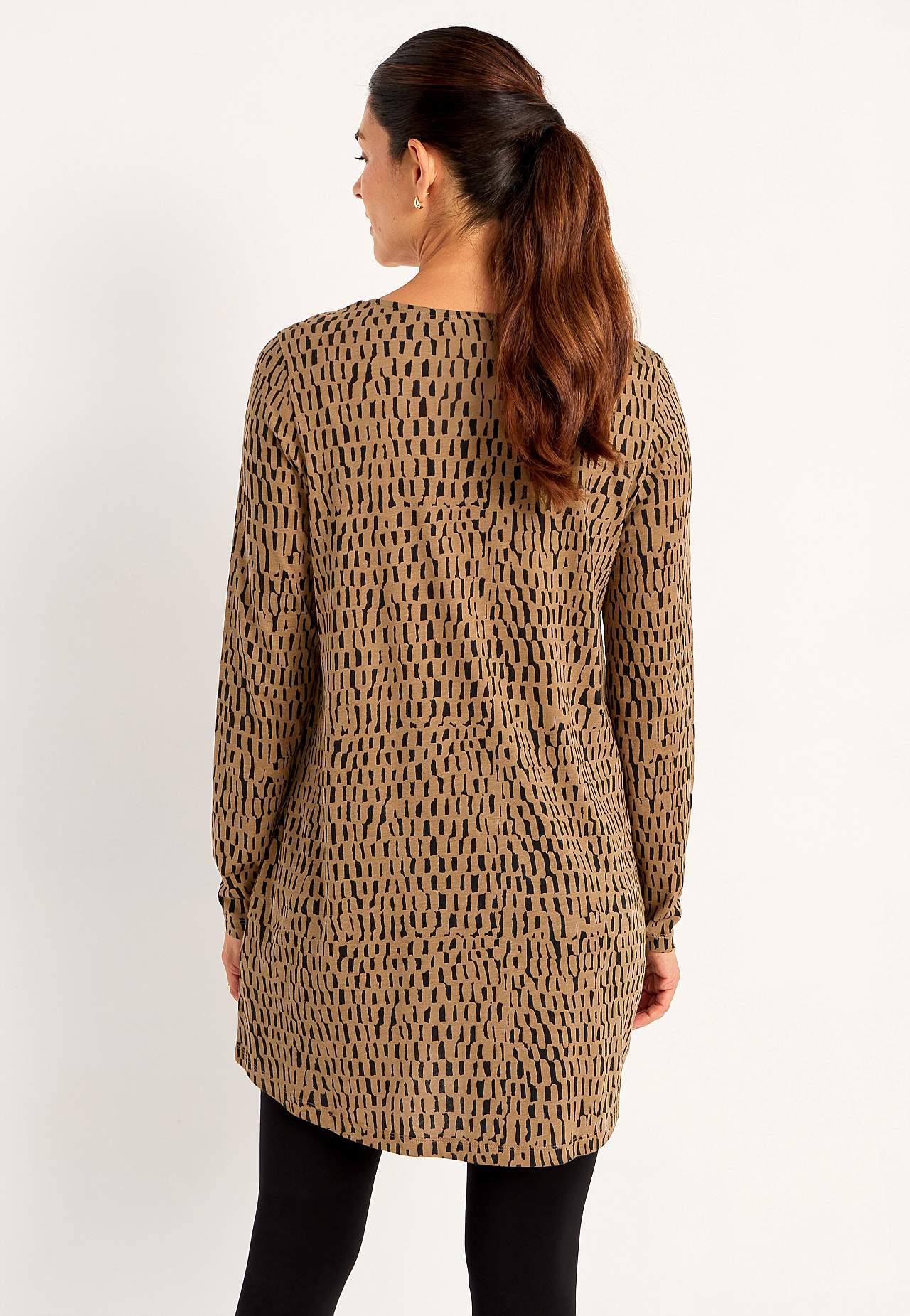 Patterned jersey tuniq with pockets