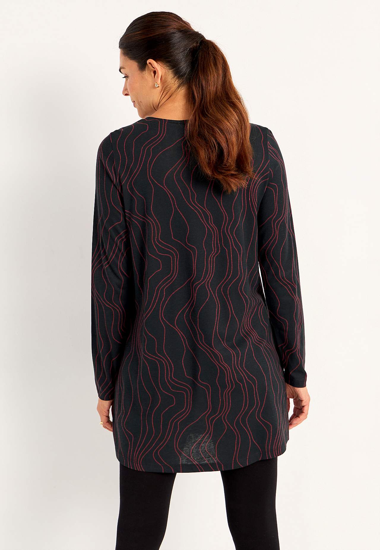 Patterned jersey tuniq with pockets