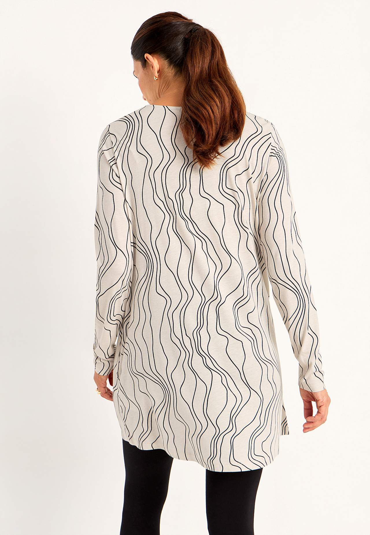 Patterned jersey tuniq with pockets