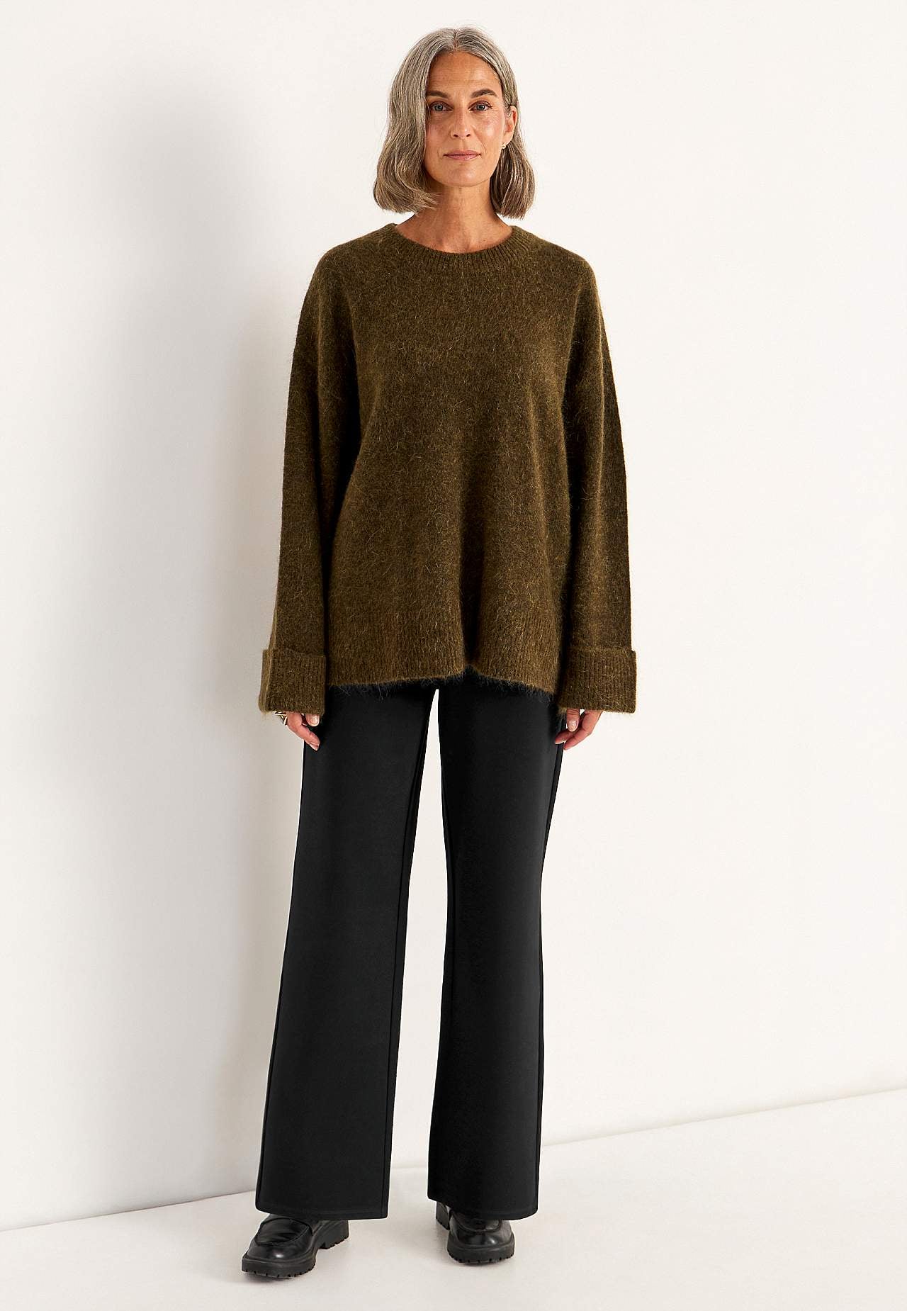 Wide Premium trousers in Punto di Roma jersey Mona