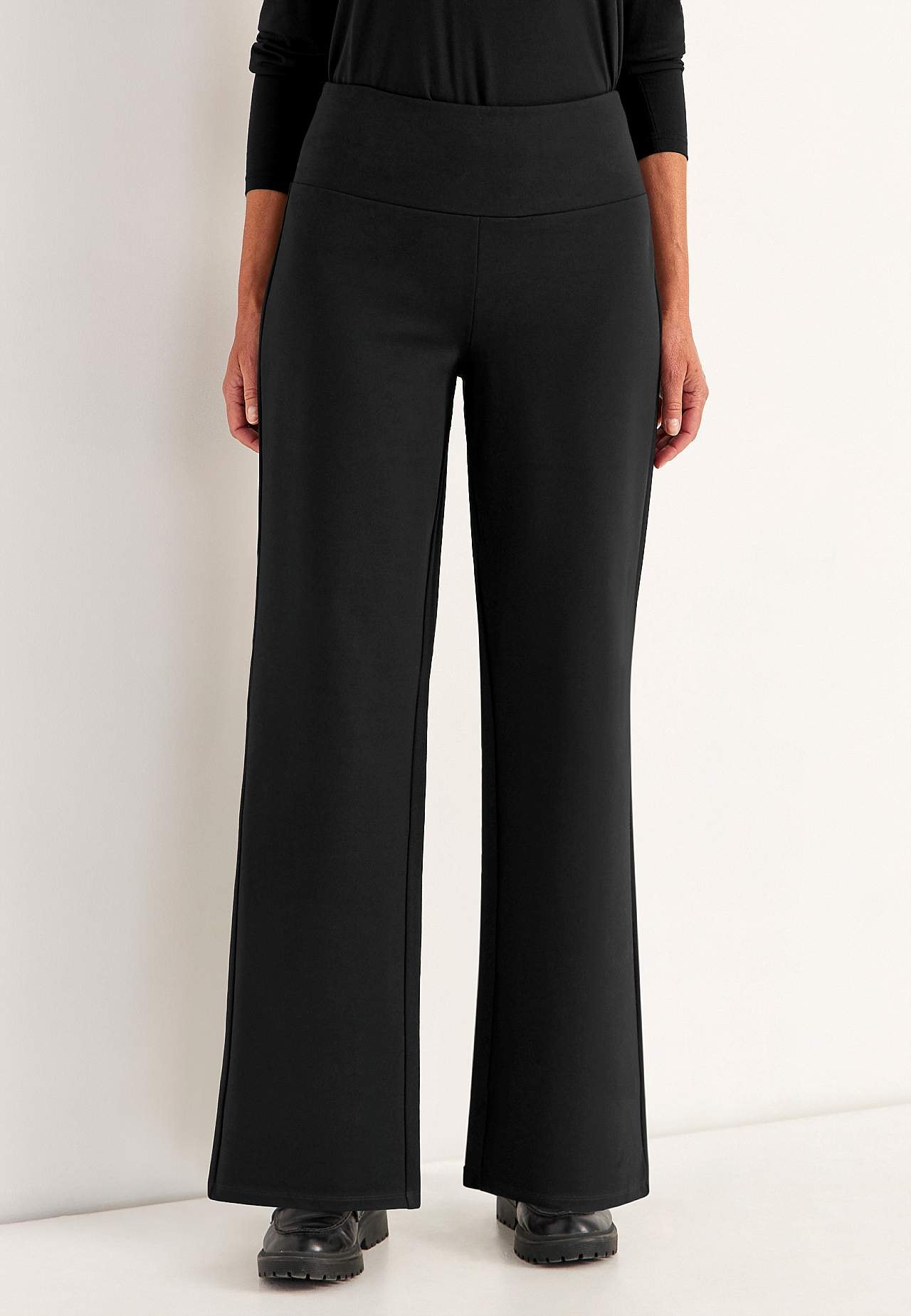 Wide Premium trousers in Punto di Roma jersey Mona