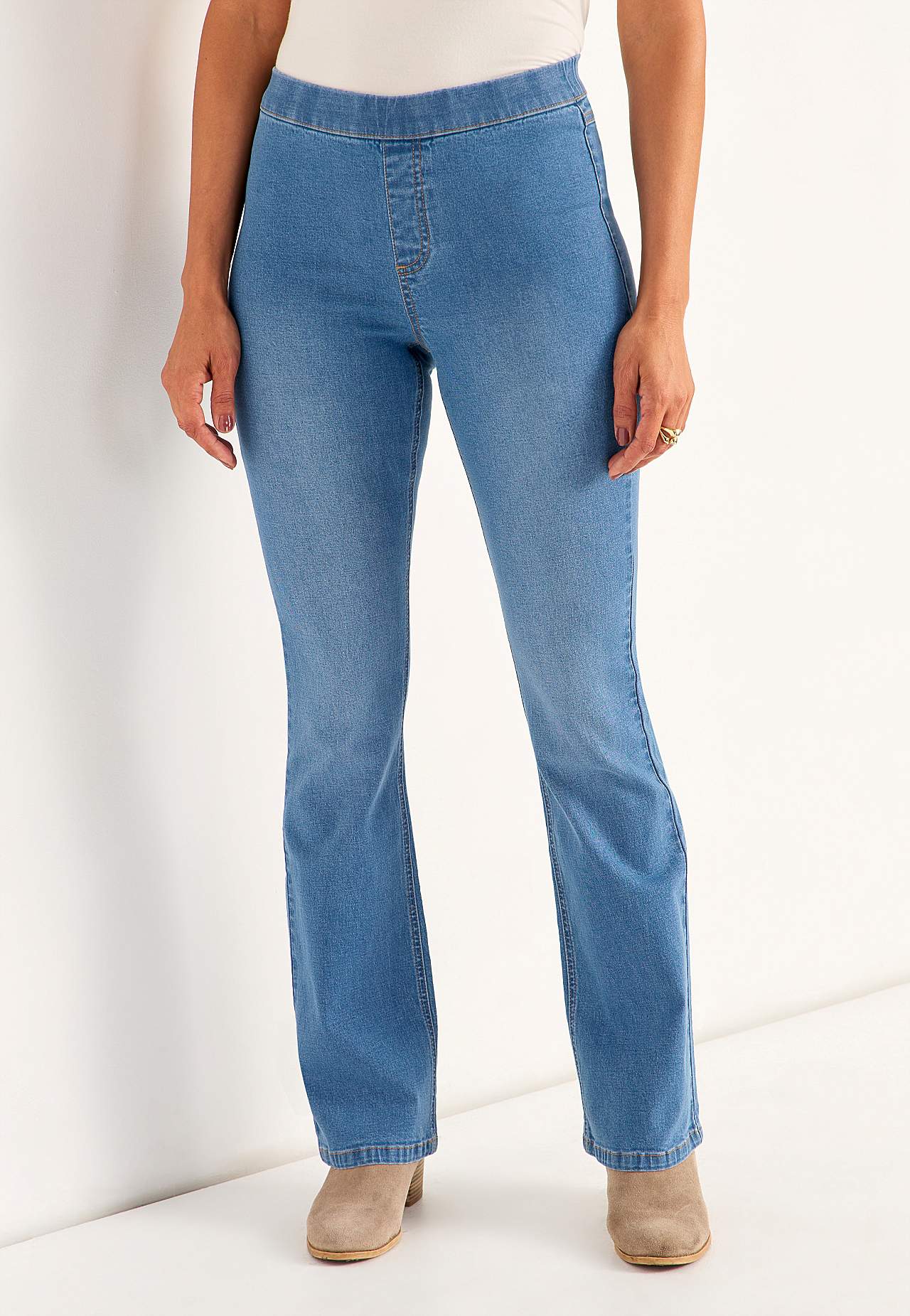 Elastiske jeggings med en bootcut - to længder