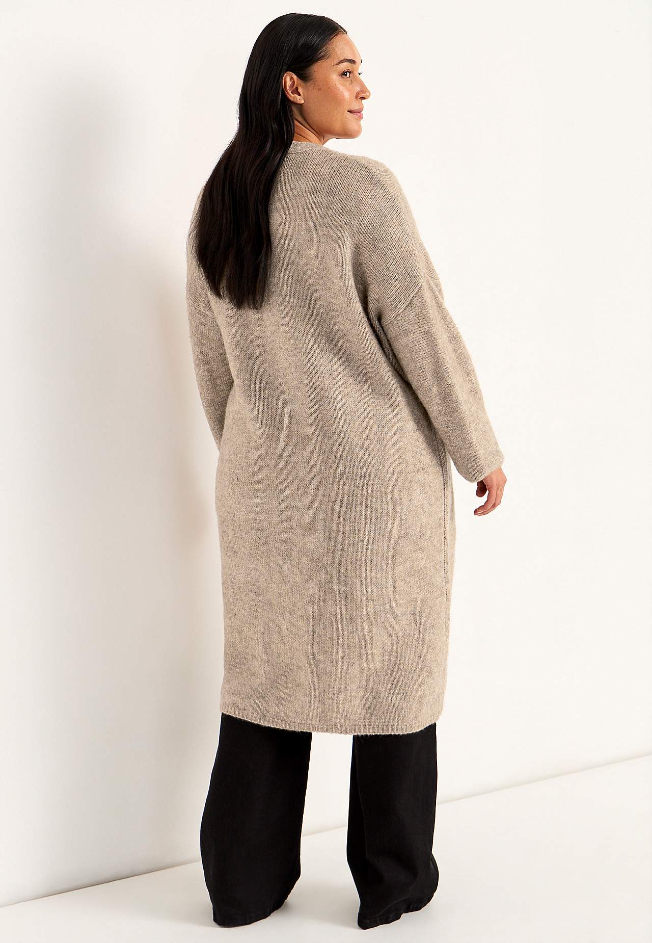 Knitted, long cardigan