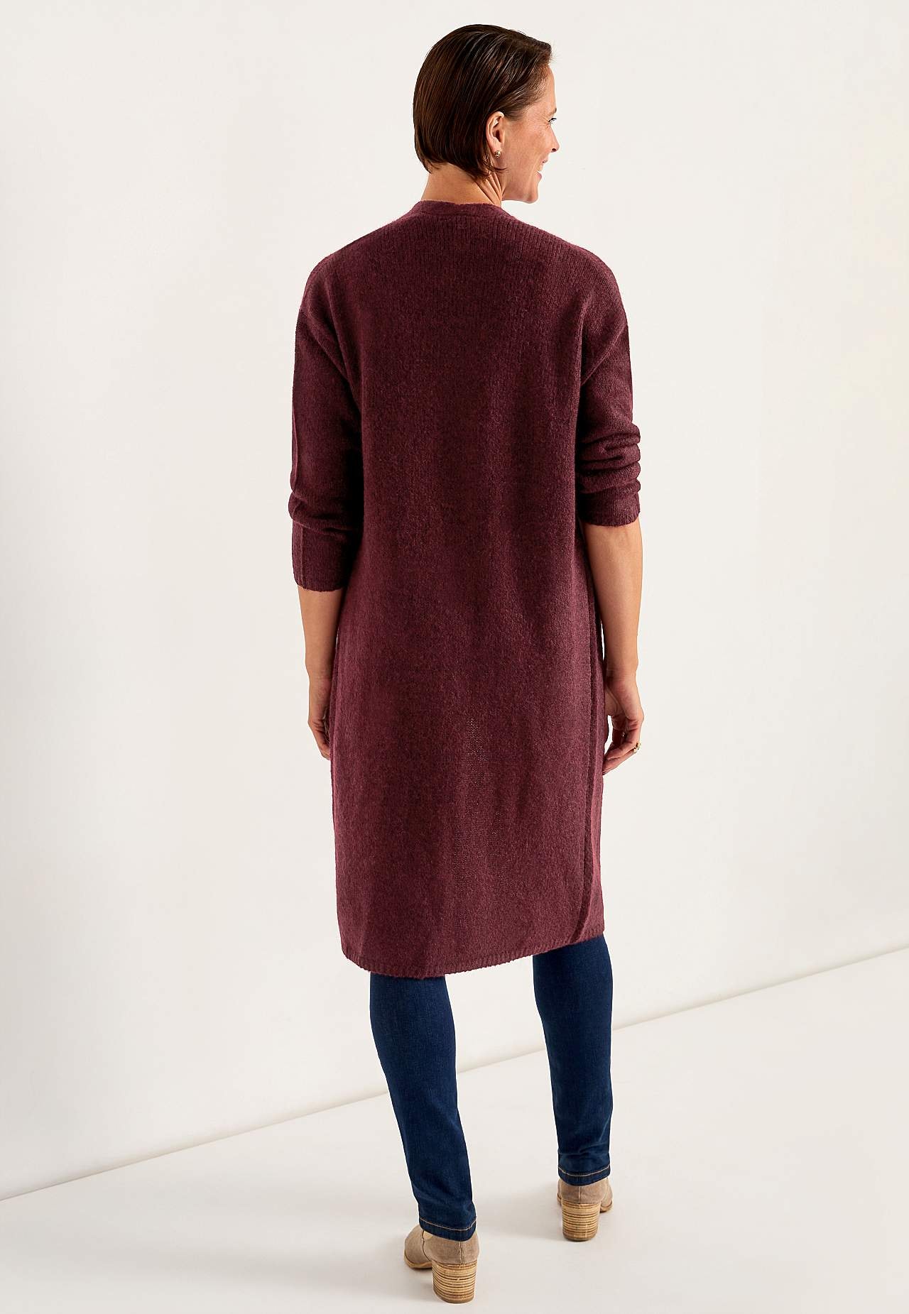 Knitted, long cardigan