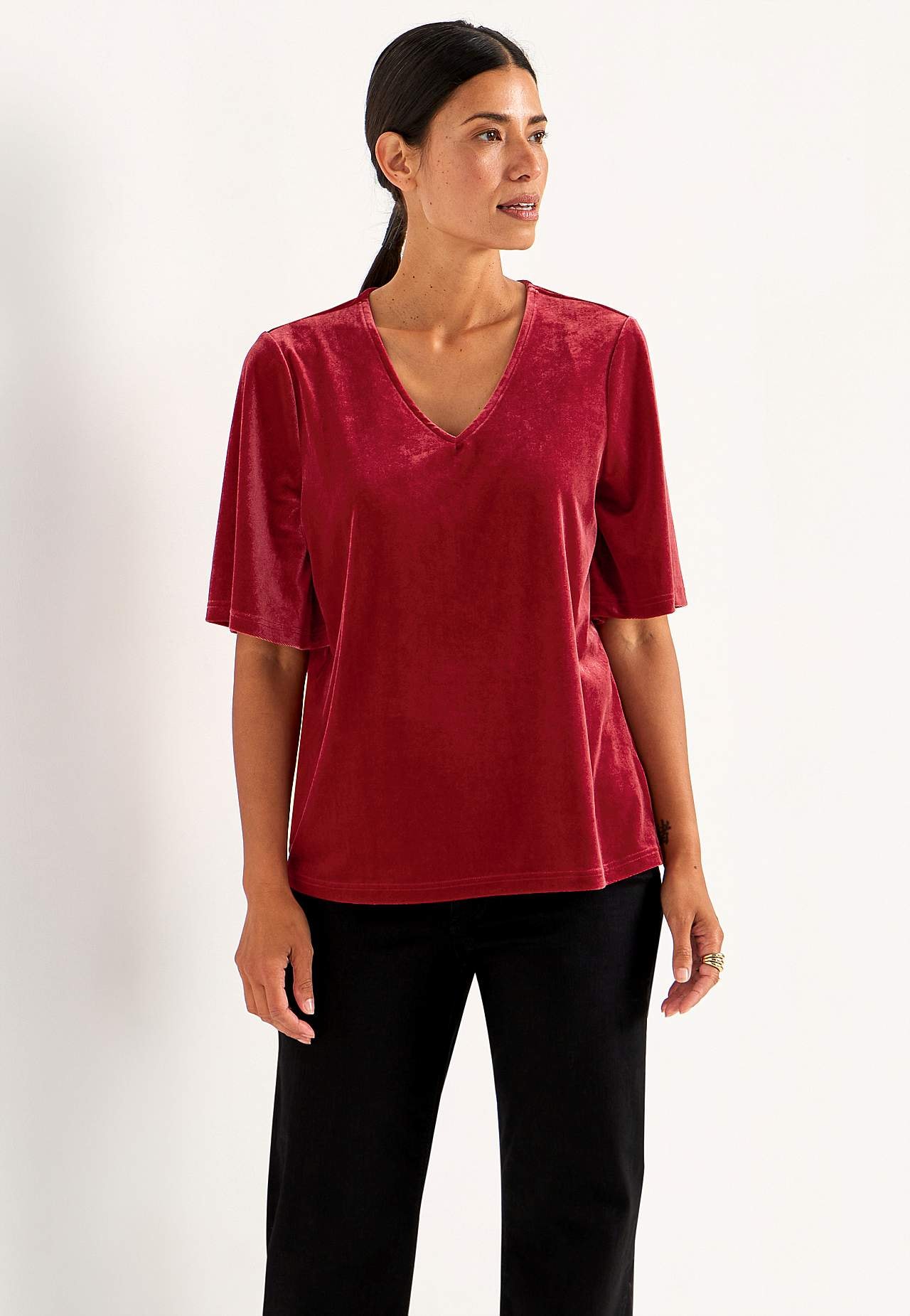 V-neck velvet top