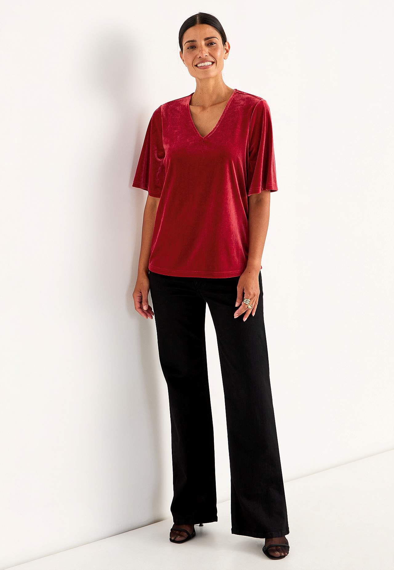 V-neck velvet top
