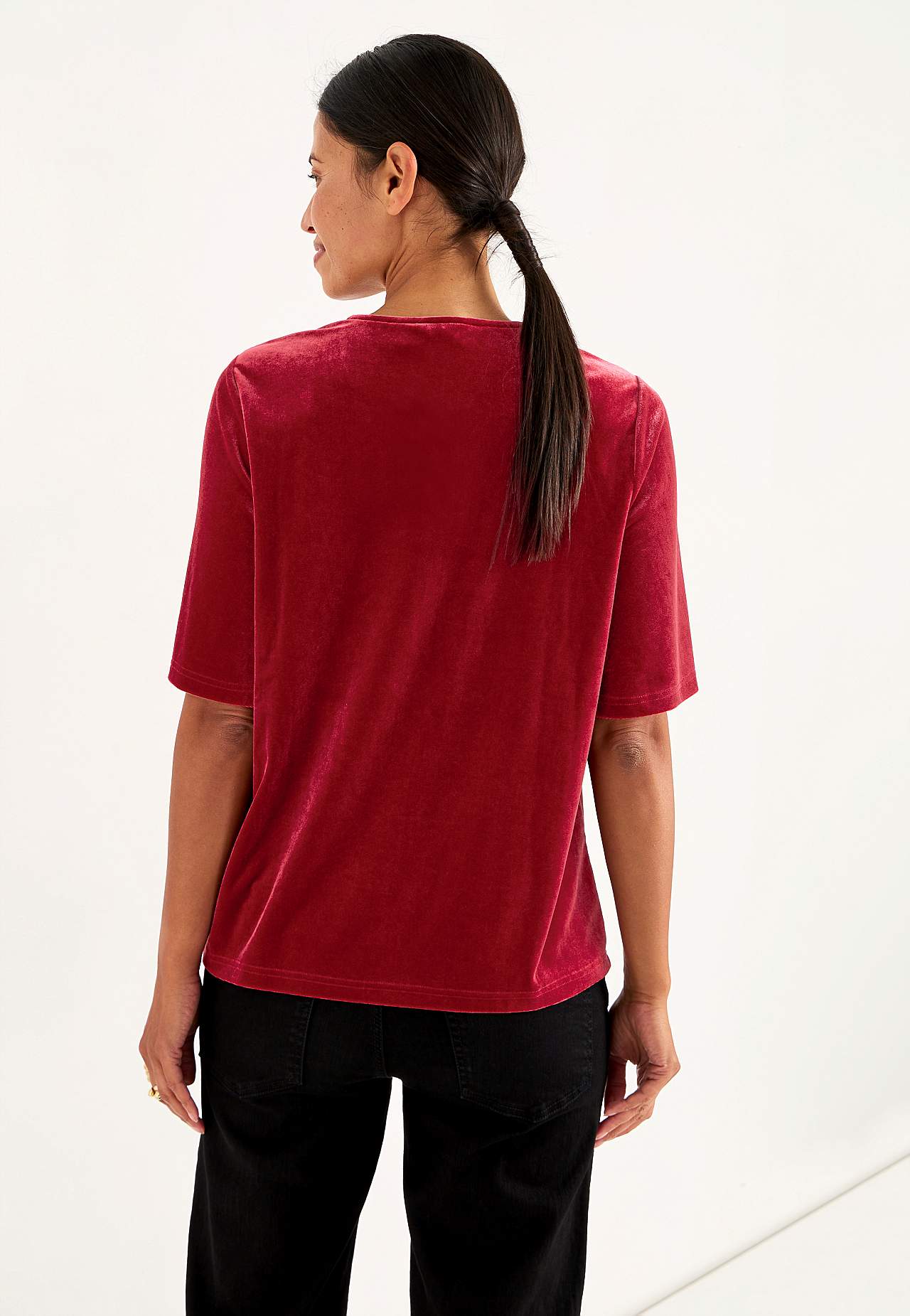 V-neck velvet top