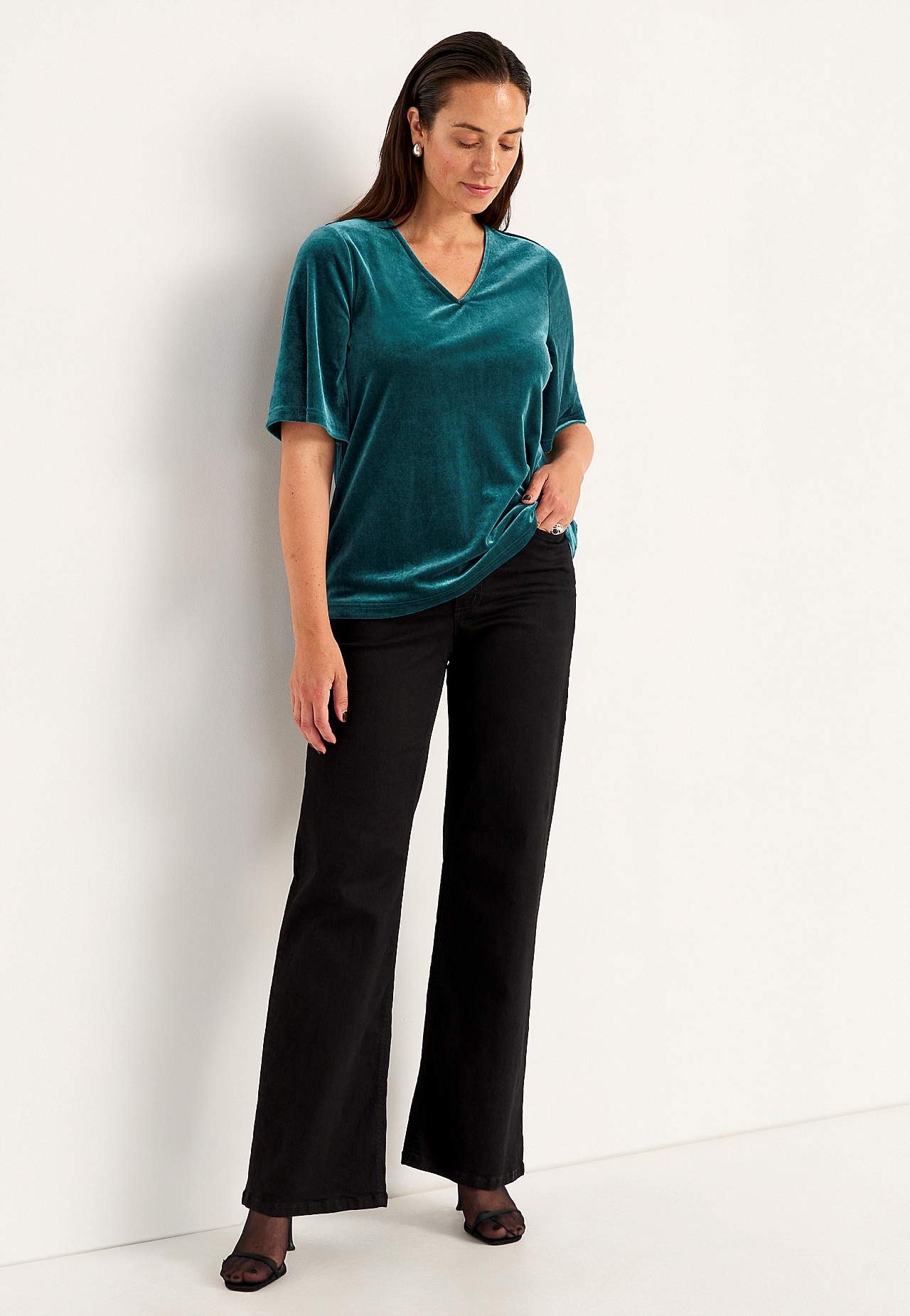 V-neck velvet top