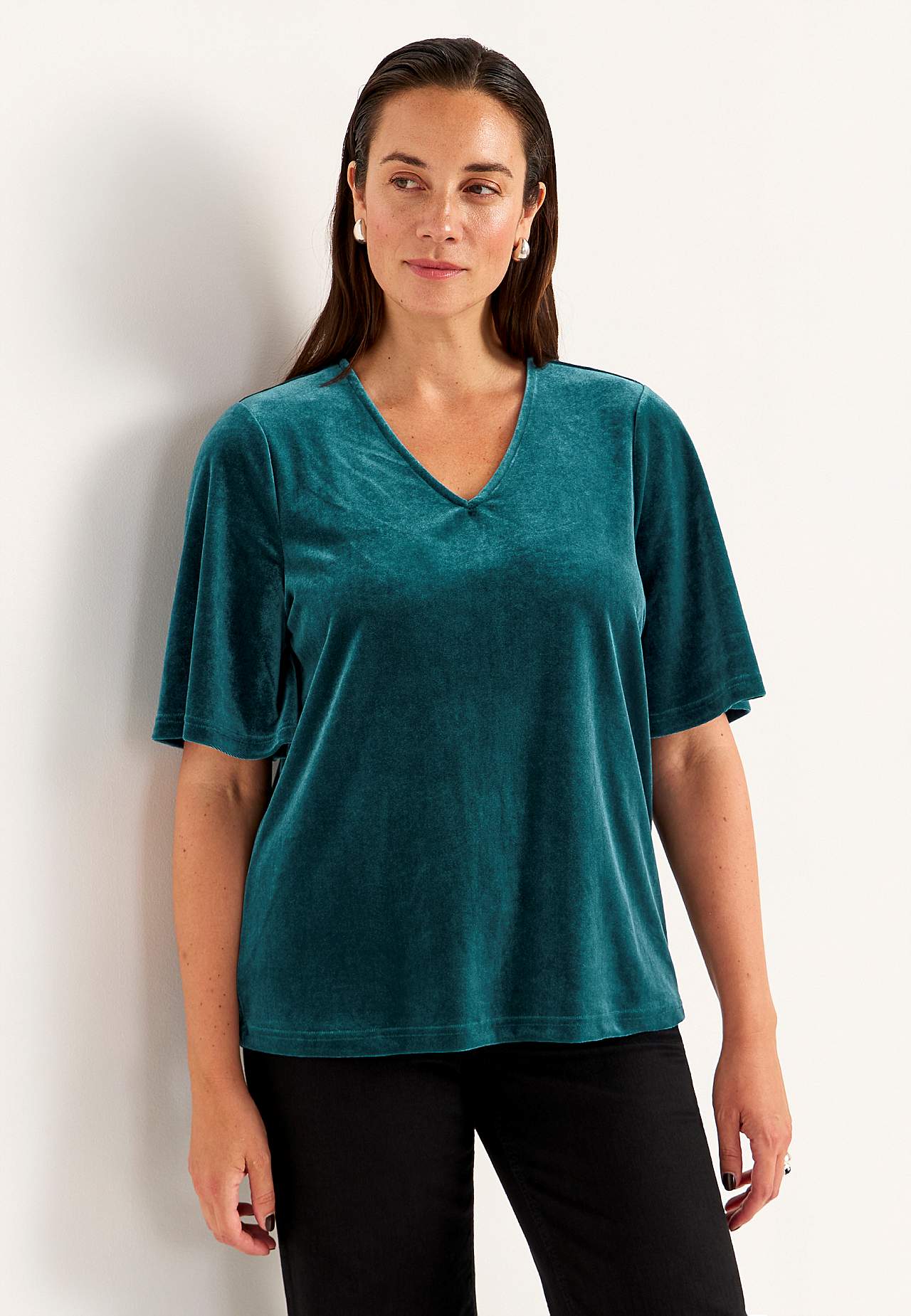 V-neck velvet top