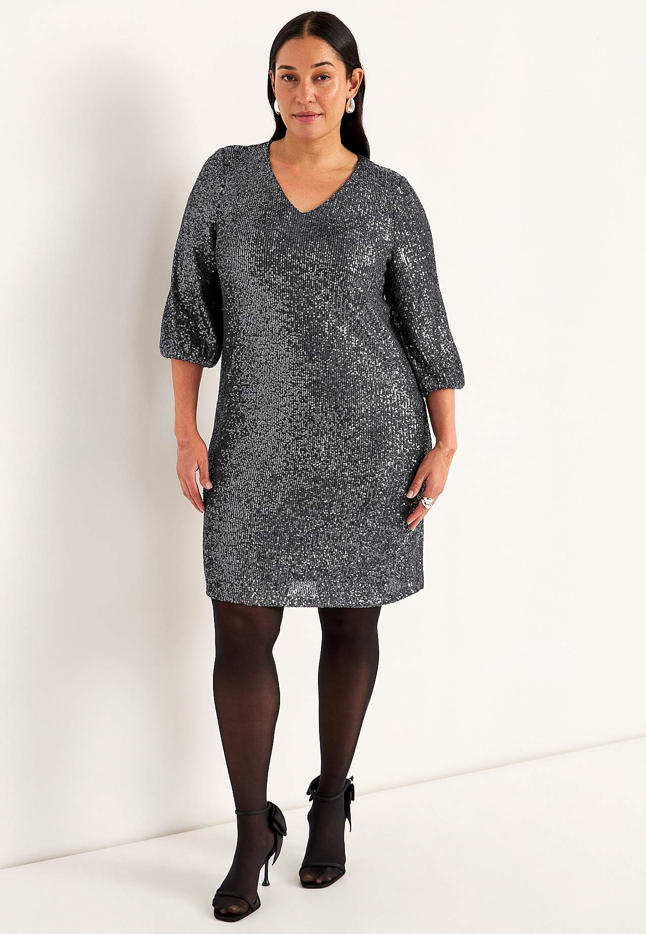 V-neck sequin dress