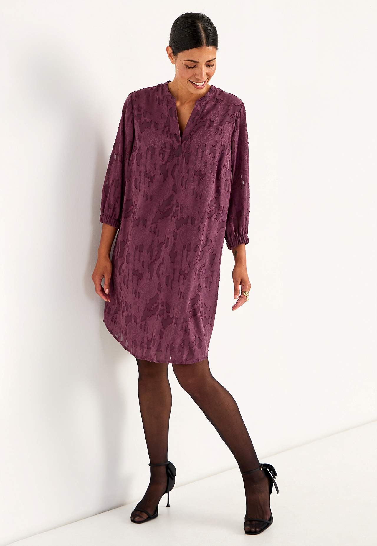 Jacquard-weave, sheer dress