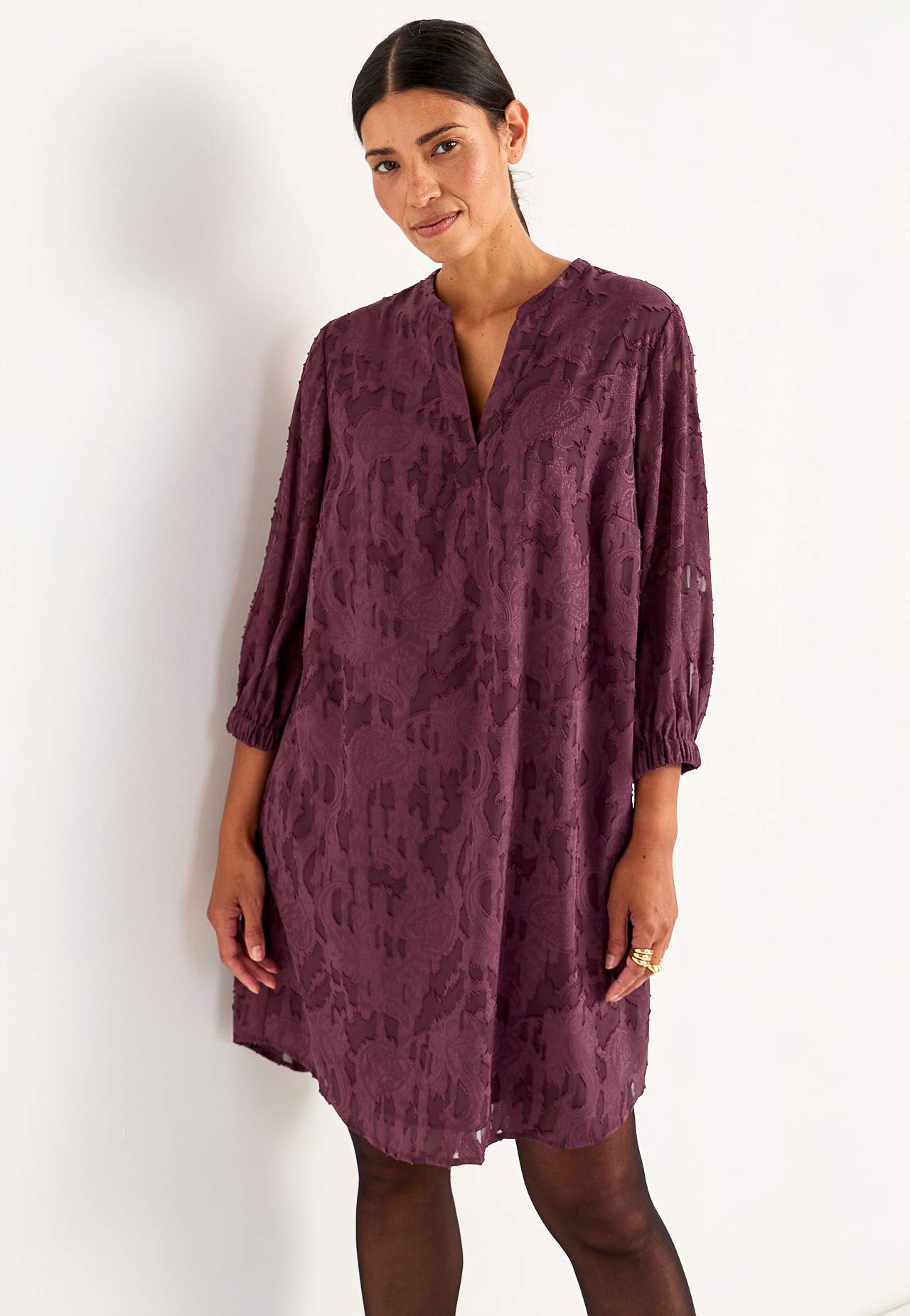 Jacquard-weave, sheer dress