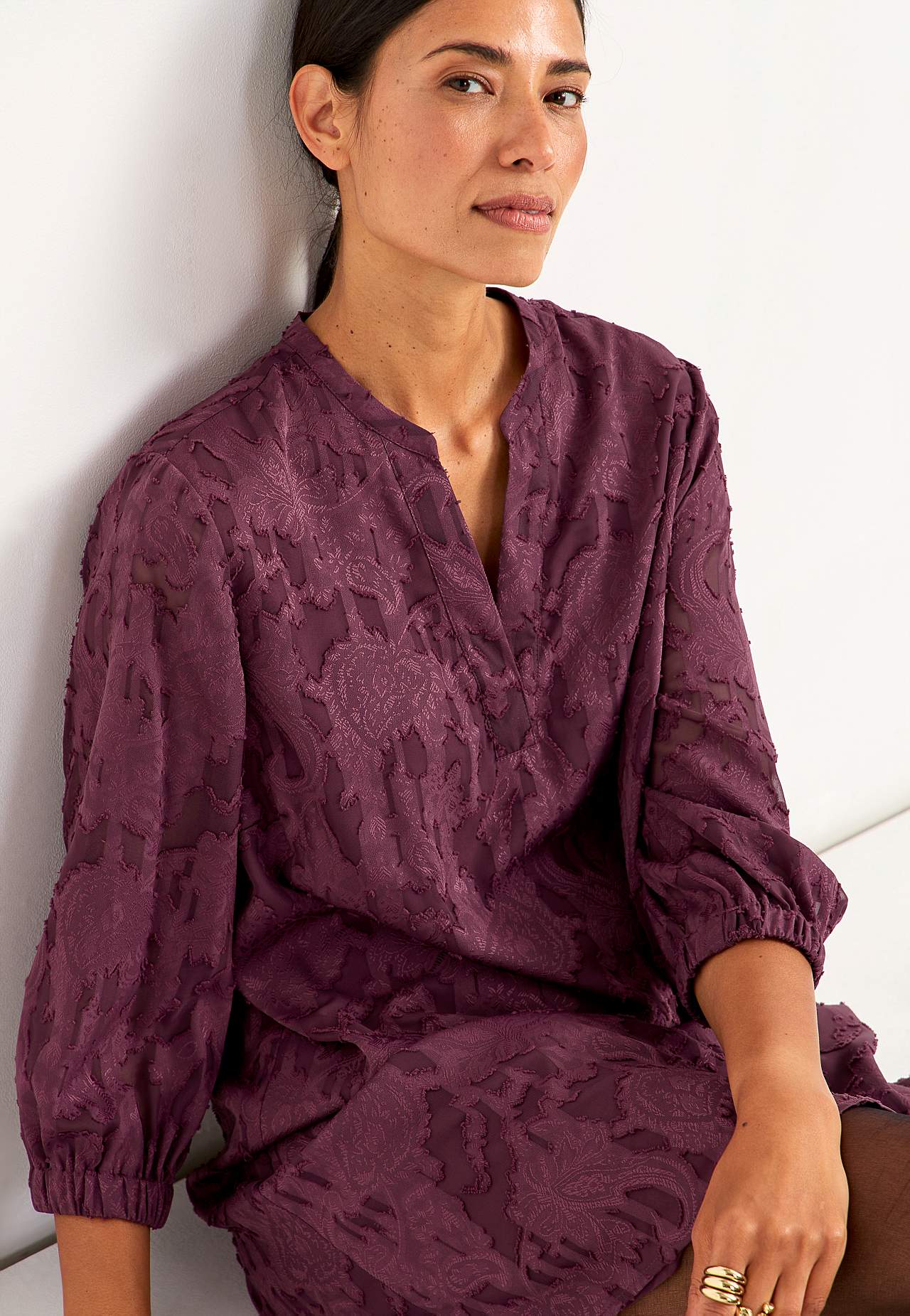 Jacquard-weave, sheer dress