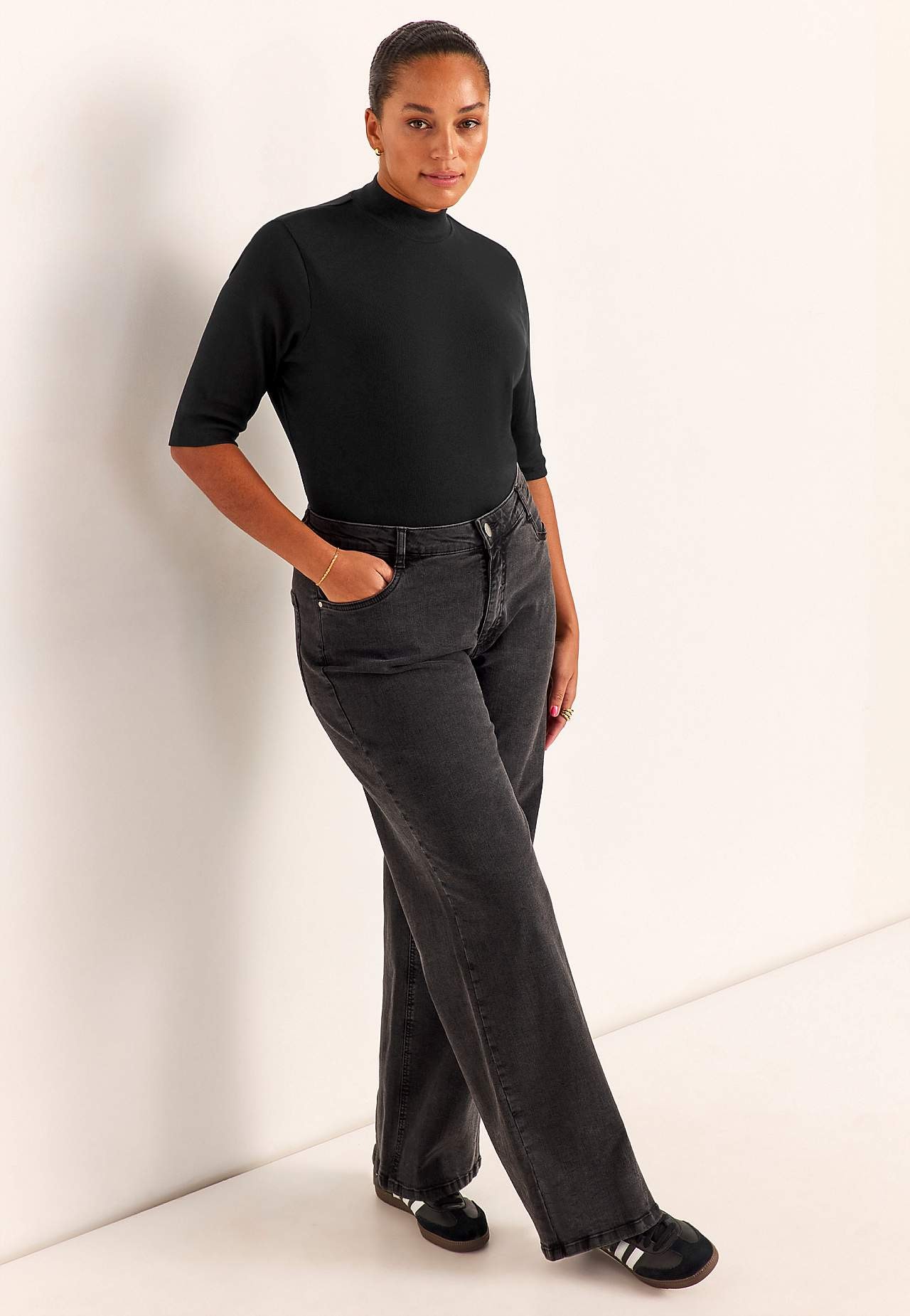 Ribbed top with turtleneck