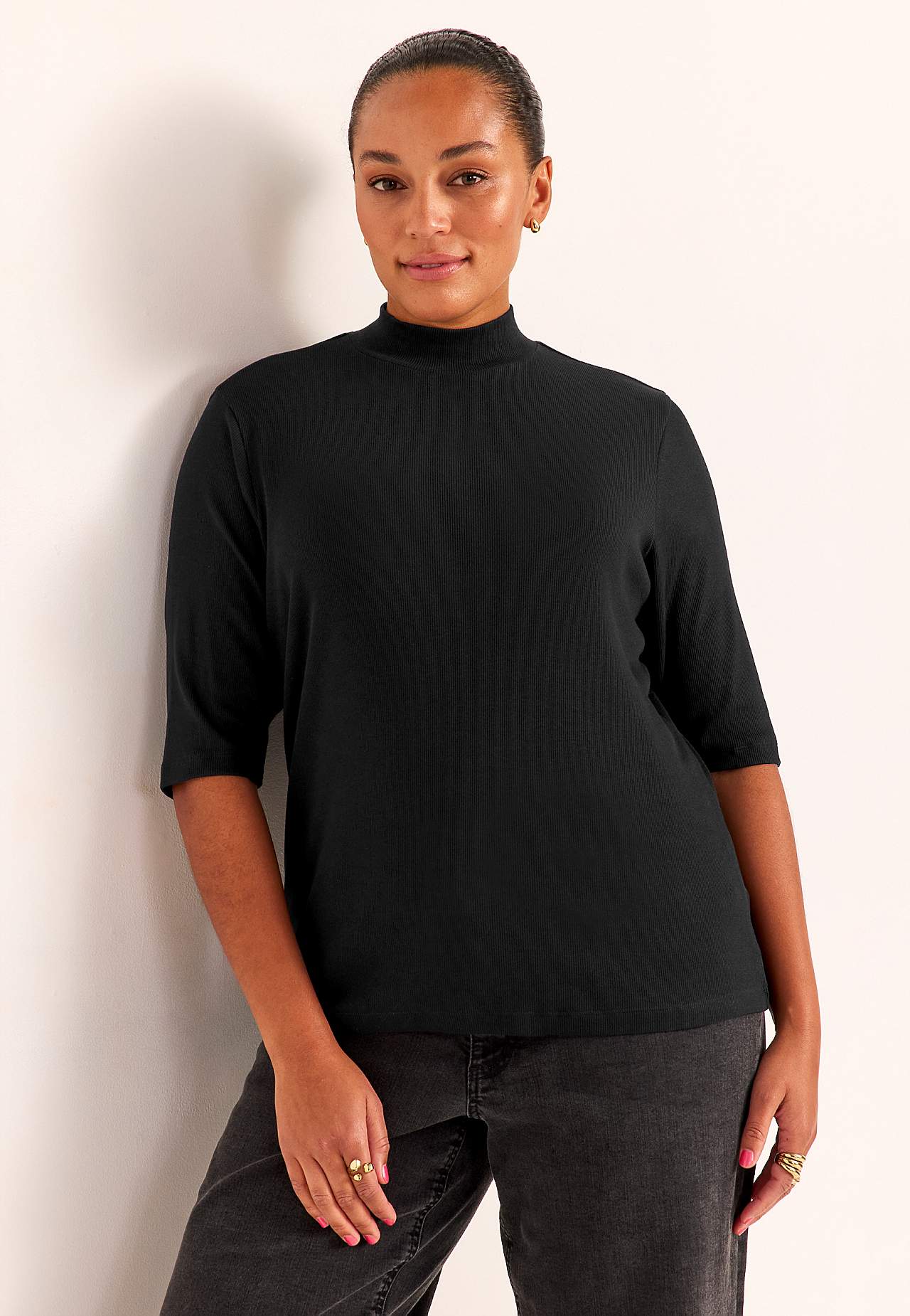 Ribbed top with turtleneck