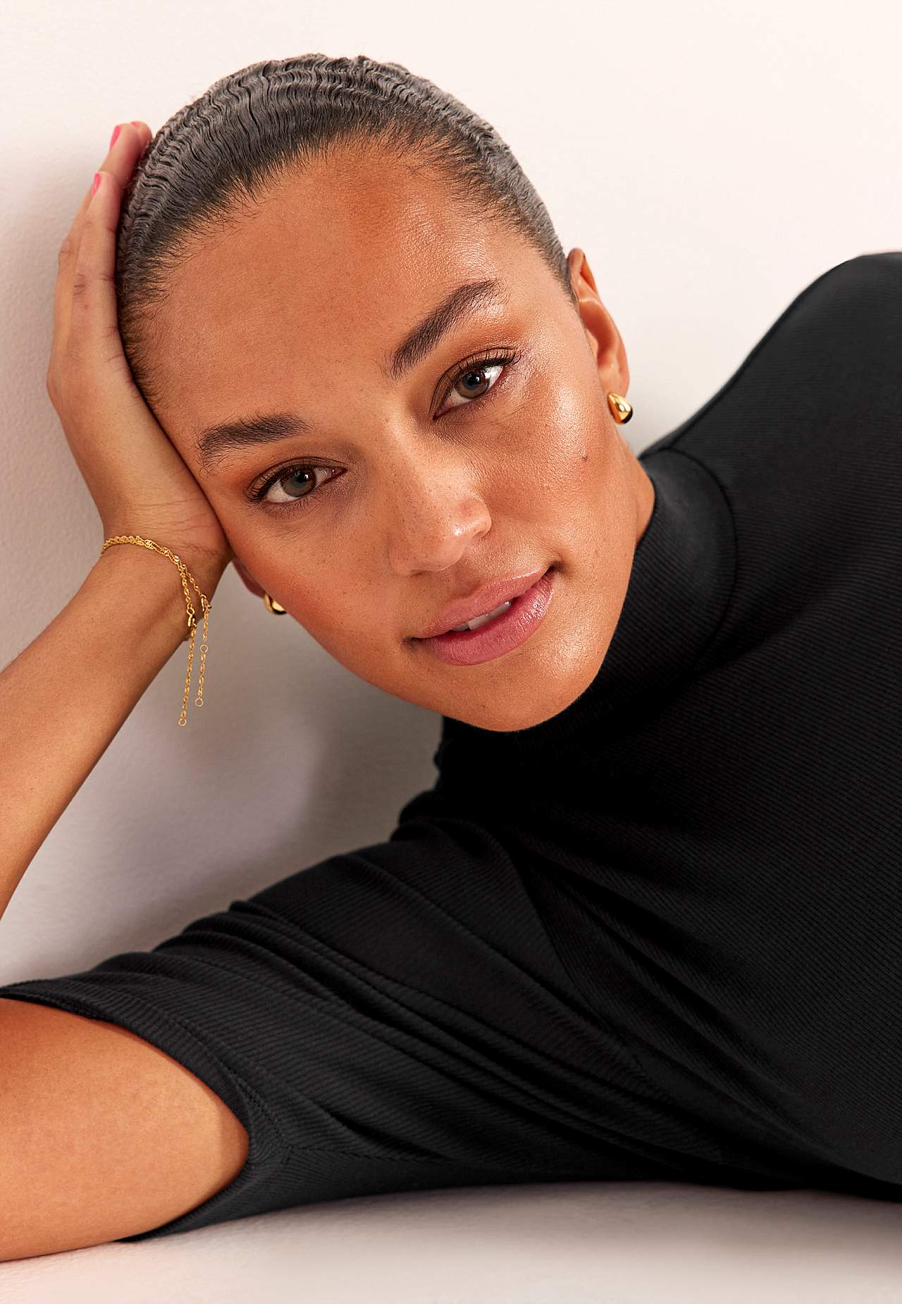 Ribbed top with turtleneck